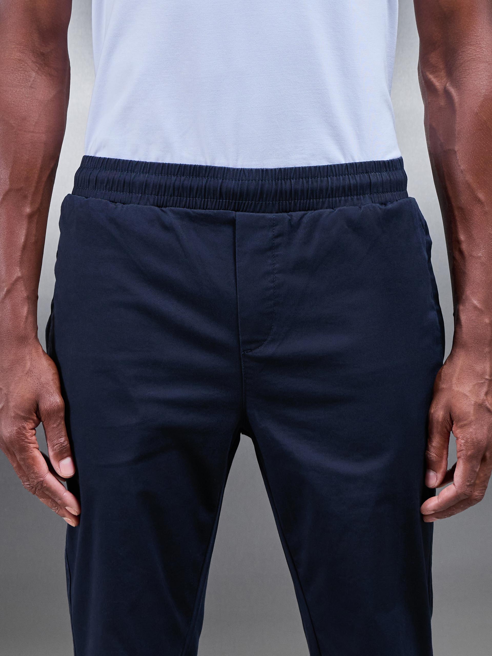 Tailored Drawstring Chino Trouser in Navy