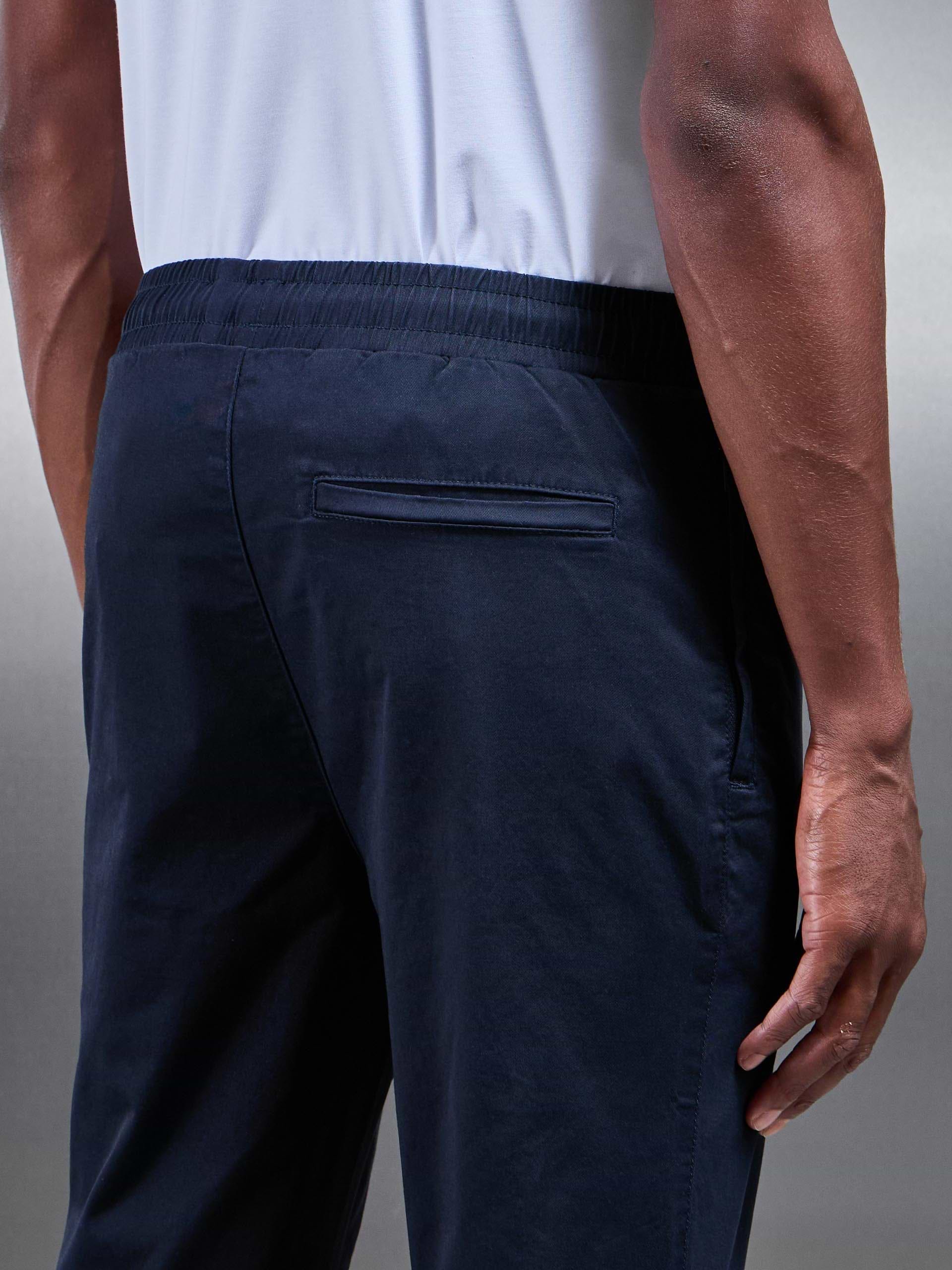 Tailored Drawstring Chino Trouser in Navy