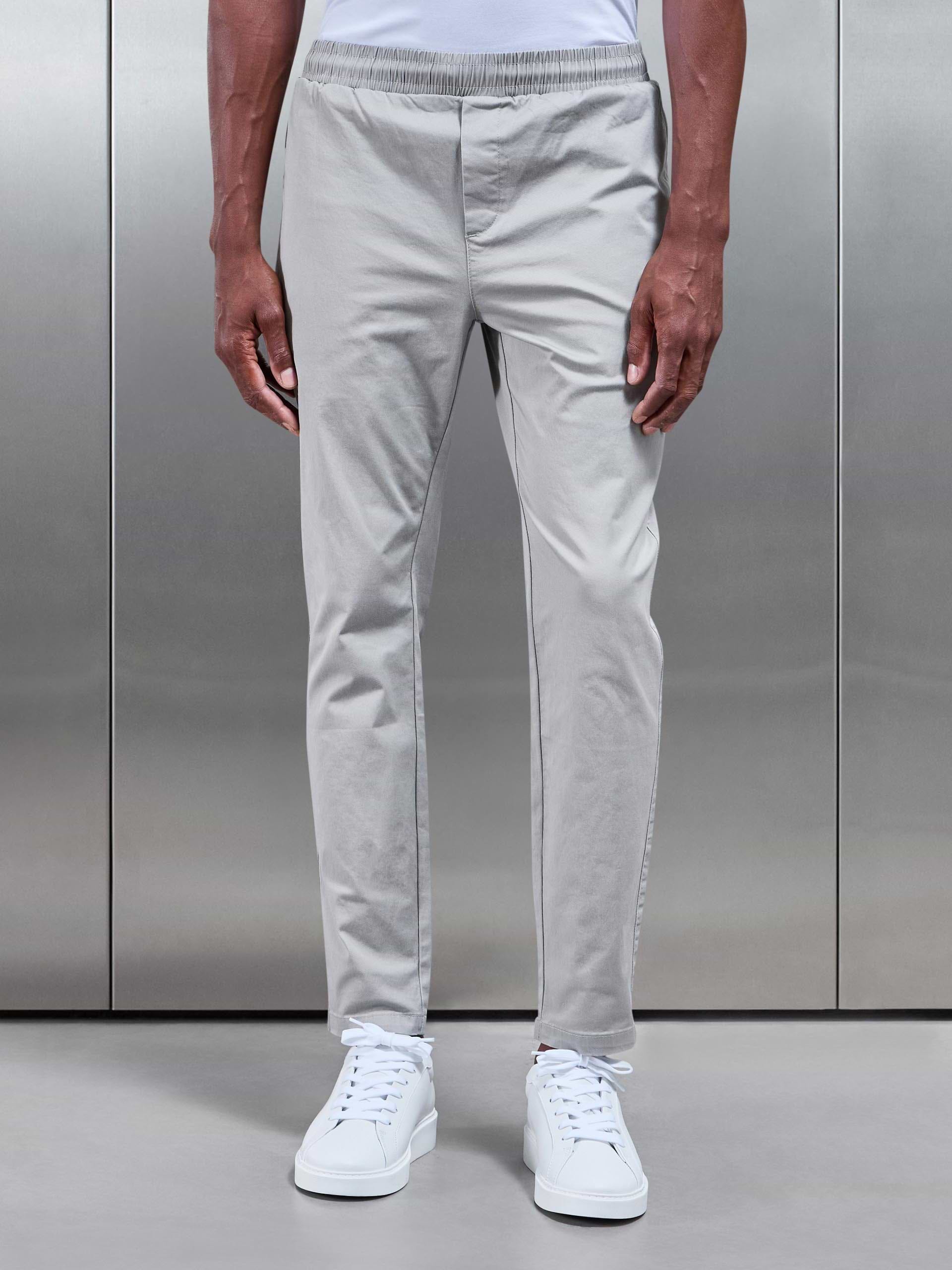 Tailored Drawstring Chino Trouser in Stone