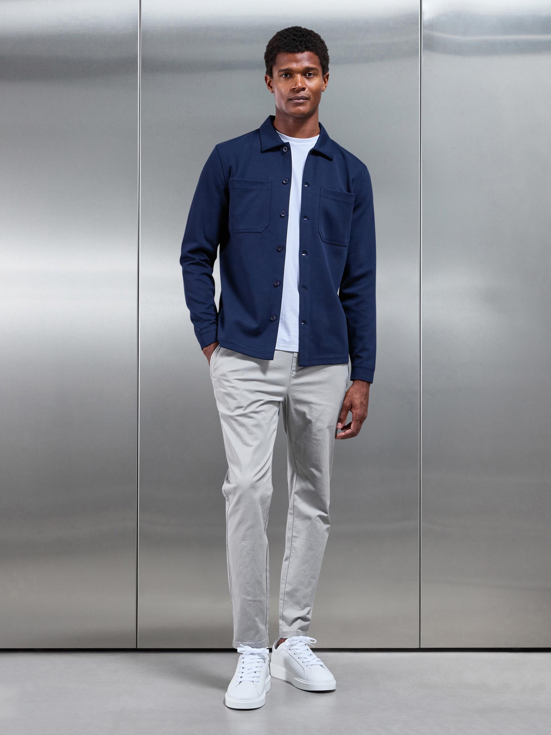 Tailored Drawstring Chino Trouser in Stone