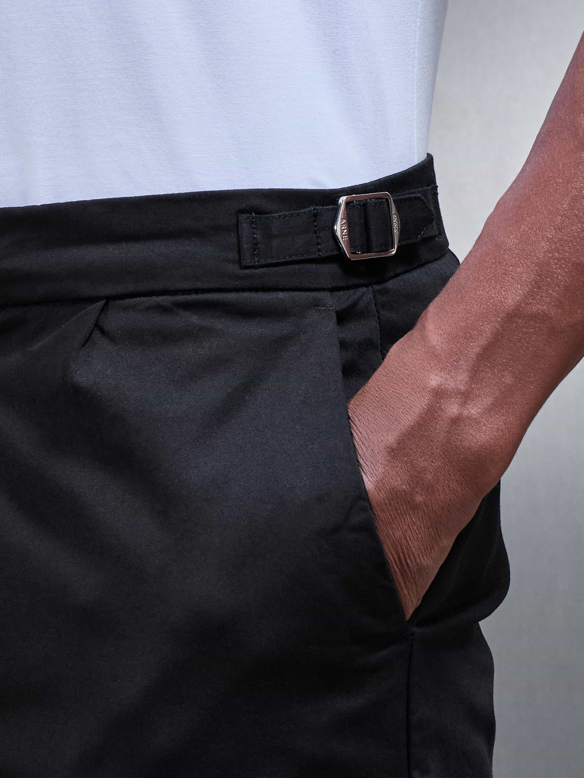 Tailored Side Adjuster Chino Trouser in Black