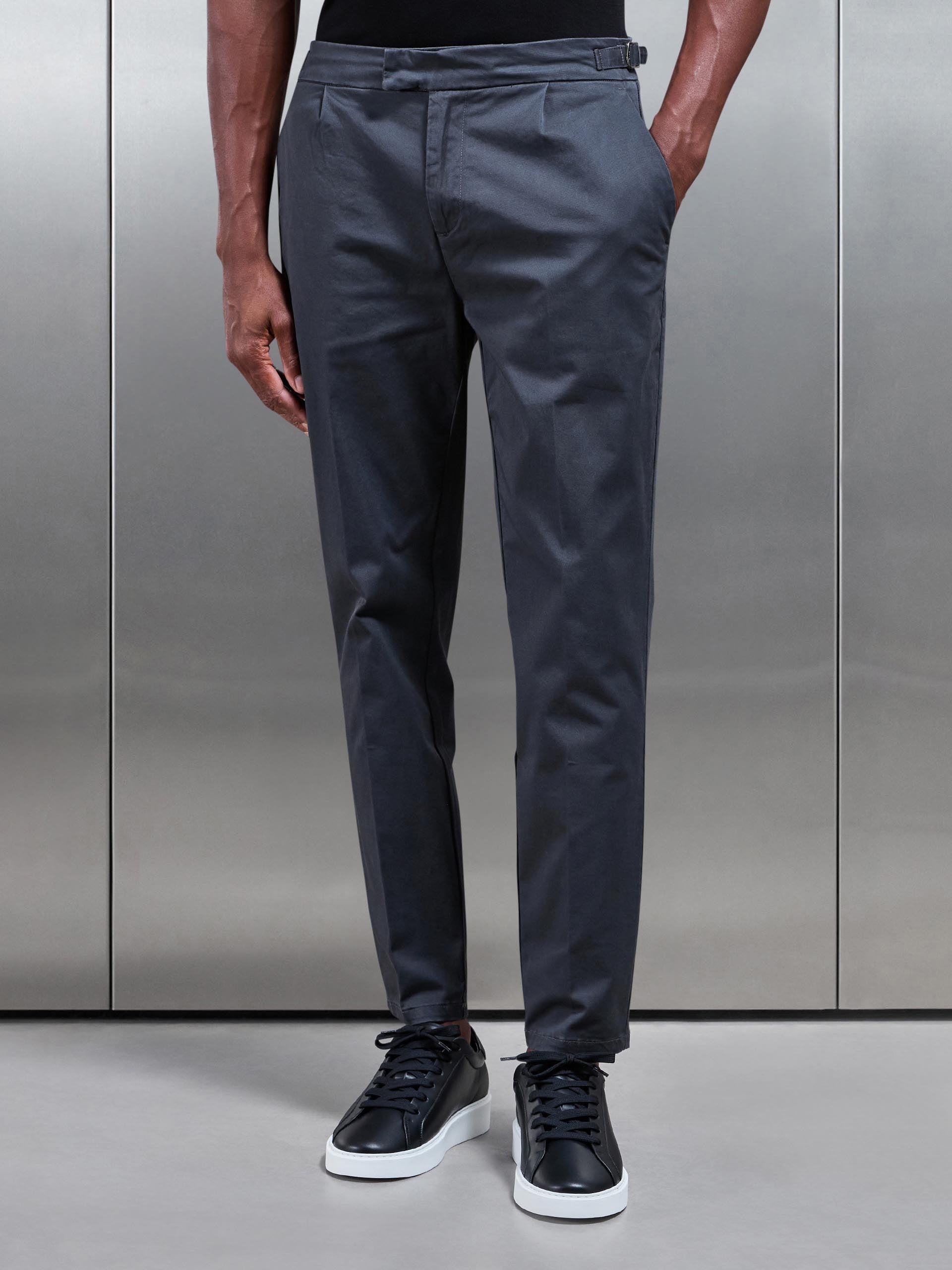 Tailored Side Adjuster Chino Trouser in Grey