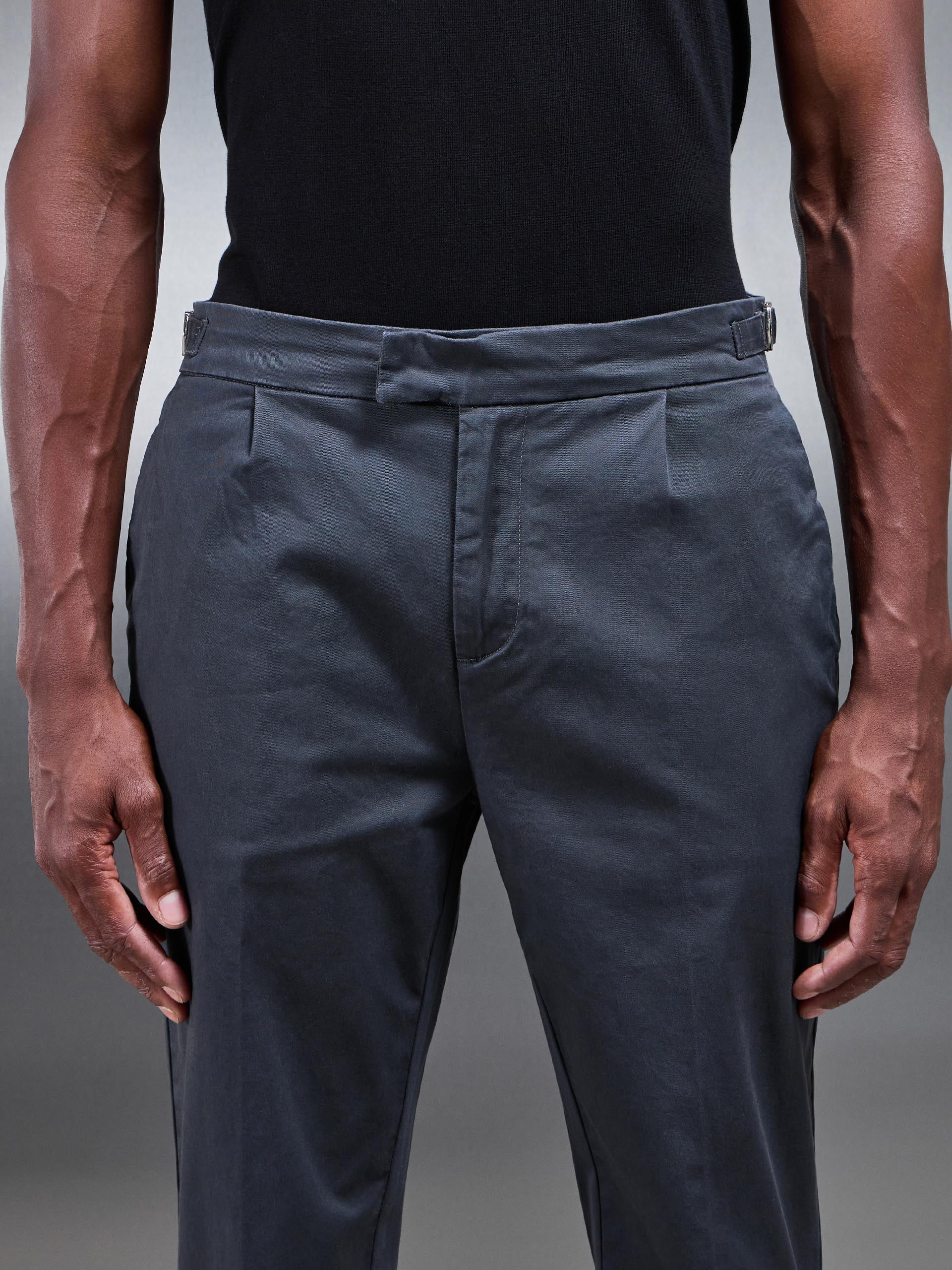 Tailored Side Adjuster Chino Trouser in Grey
