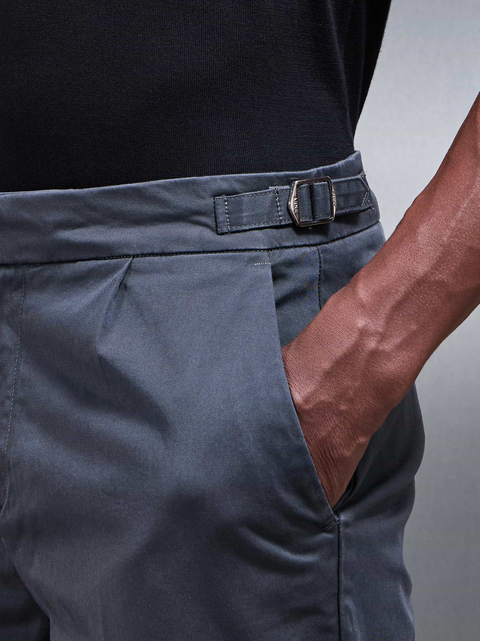 Tailored Side Adjuster Chino Trouser in Grey