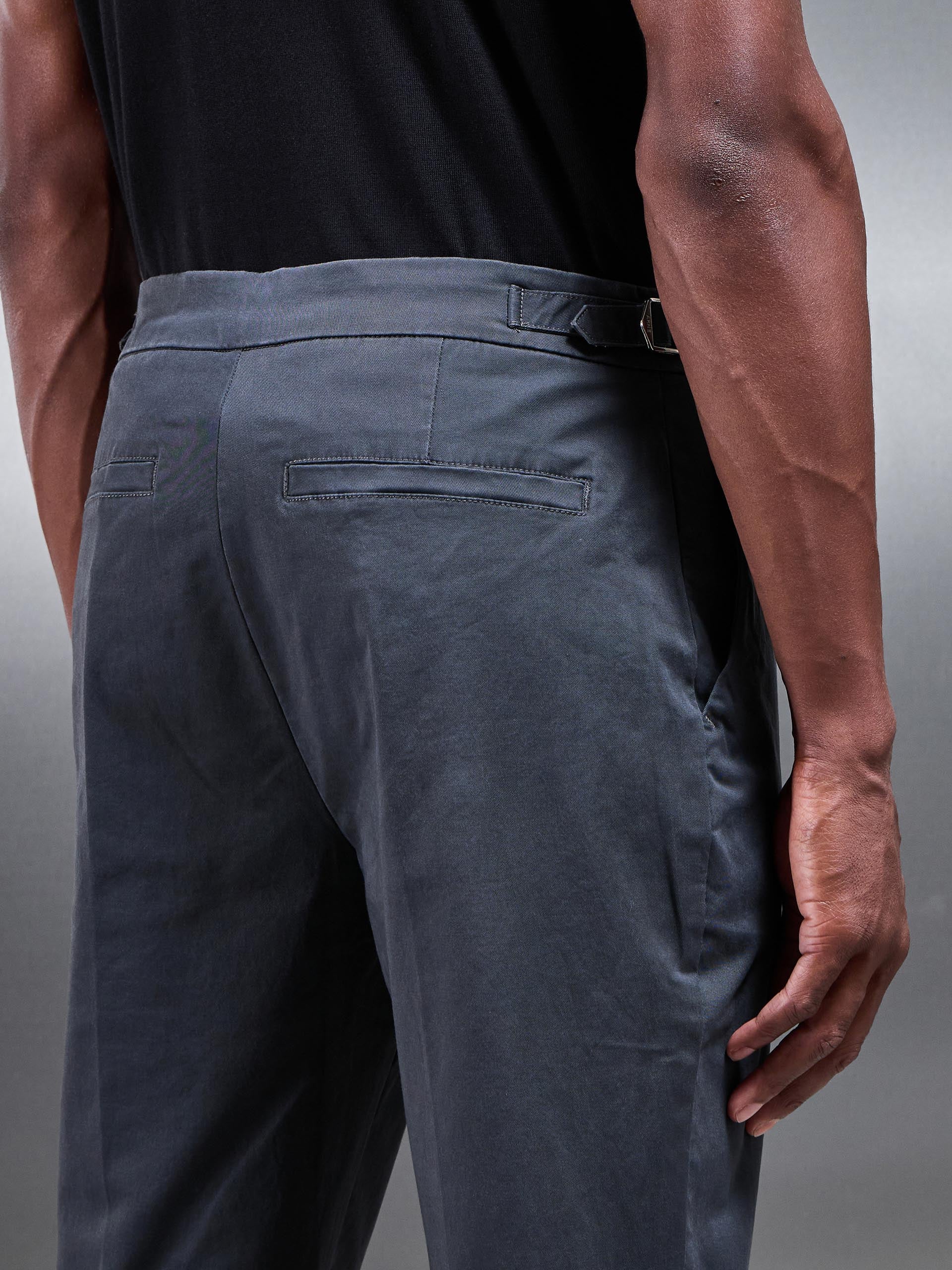 Tailored Side Adjuster Chino Trouser in Grey