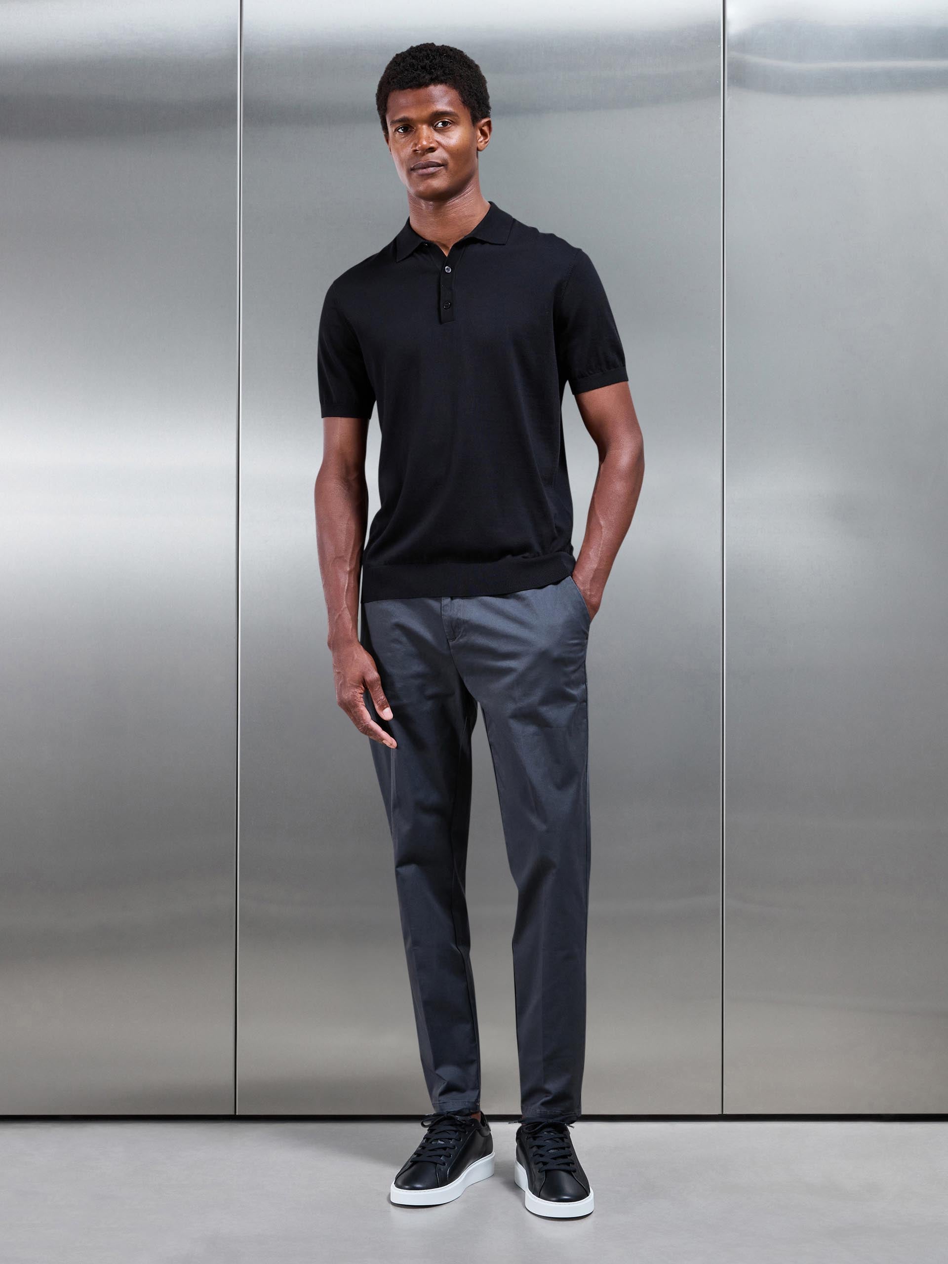 Tailored Side Adjuster Chino Trouser in Grey