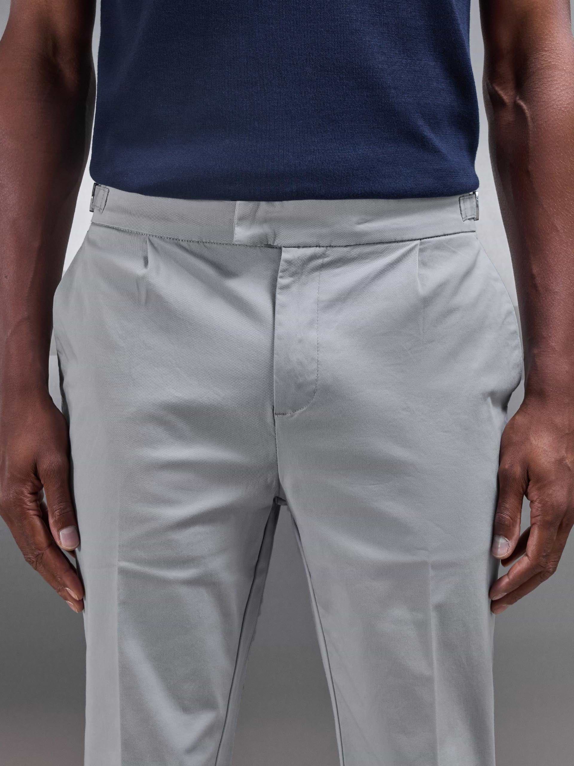 Tailored Side Adjuster Chino Trouser in Mid Grey