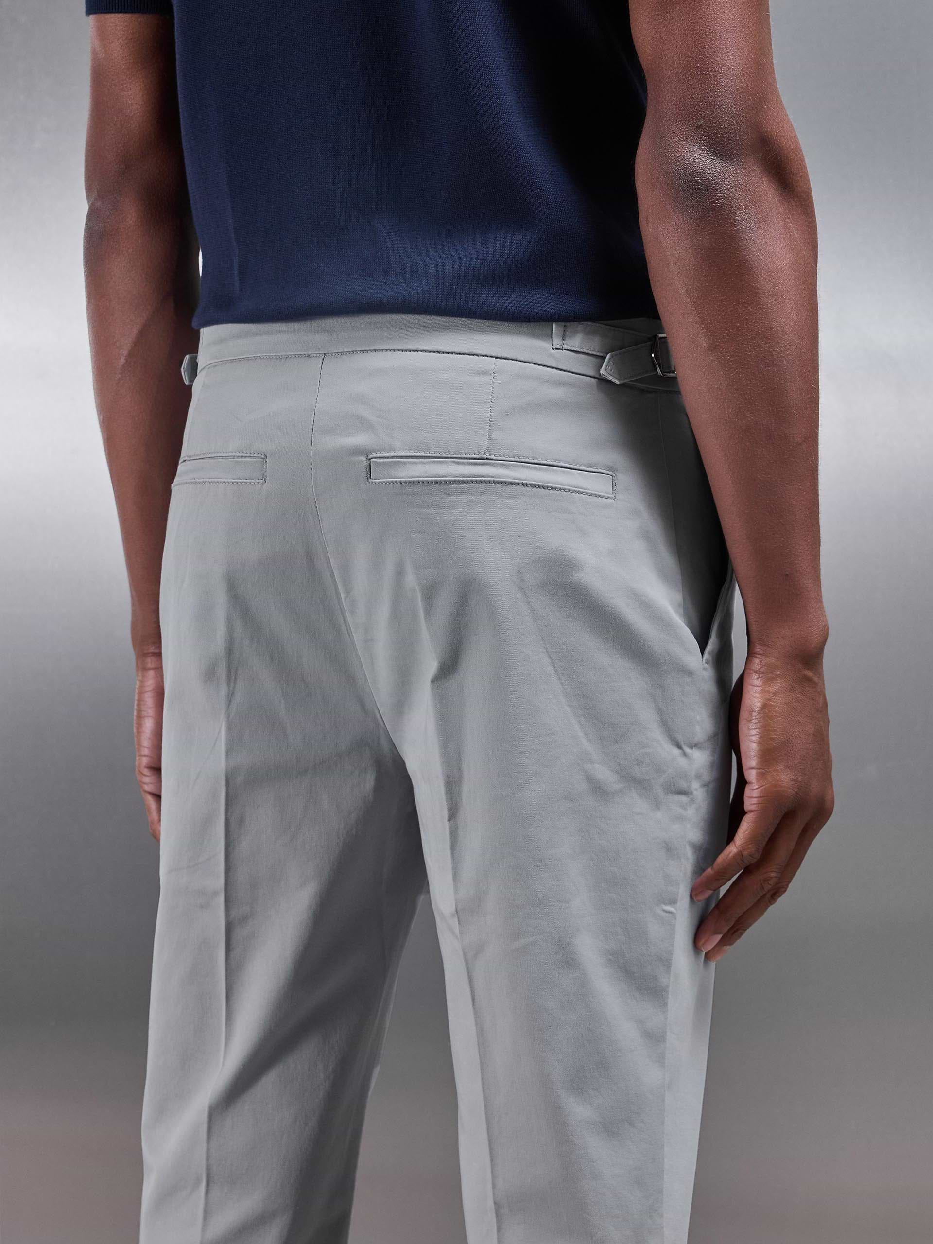 Tailored Side Adjuster Chino Trouser in Mid Grey