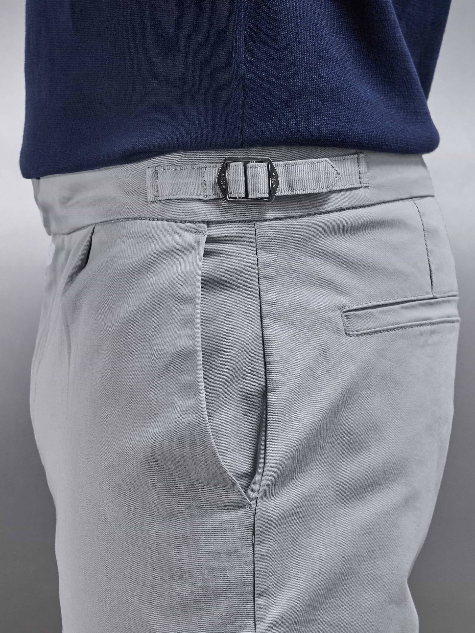 Tailored Side Adjuster Chino Trouser in Mid Grey