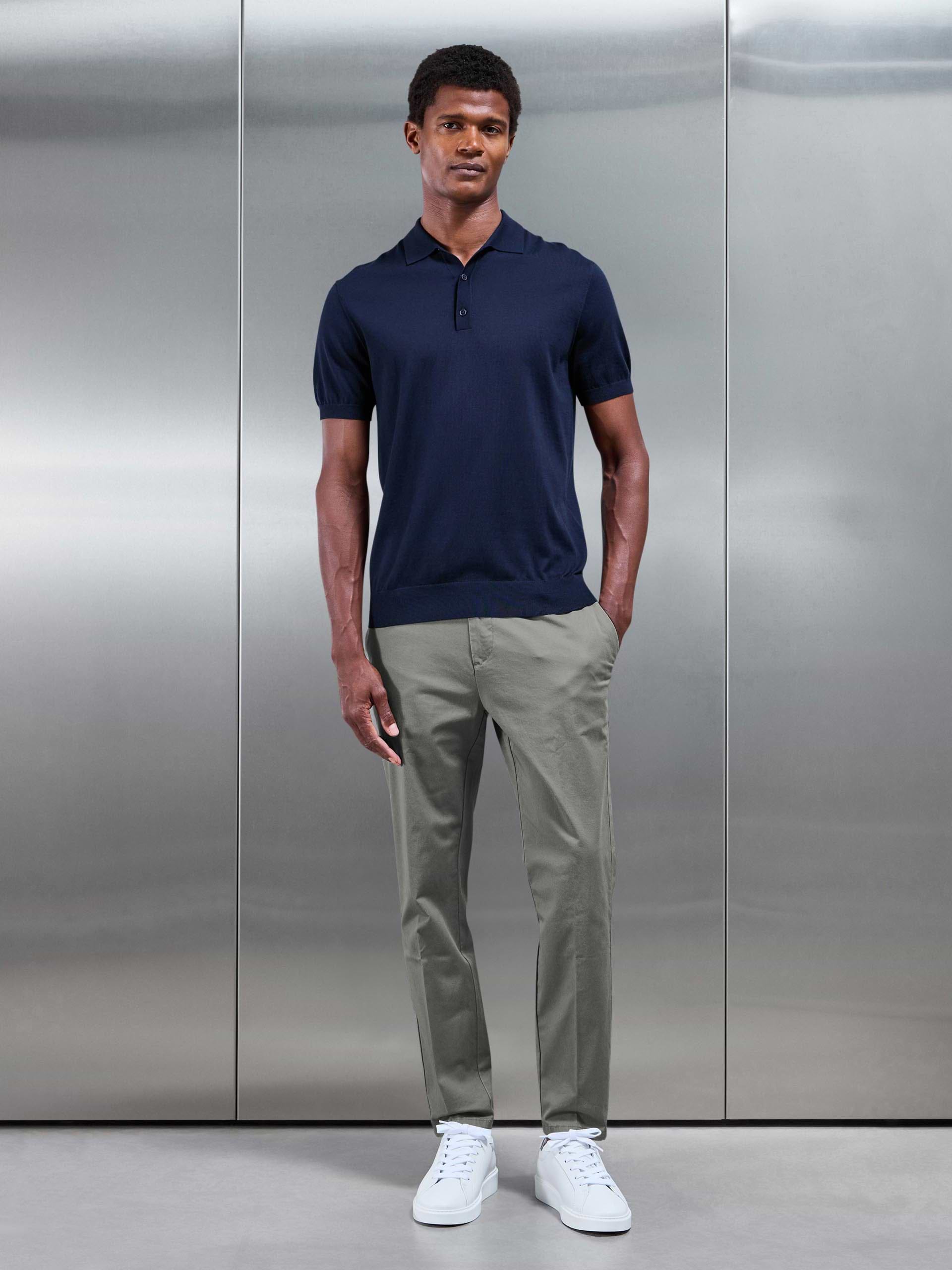 Tailored Side Adjuster Chino Trouser in Olive