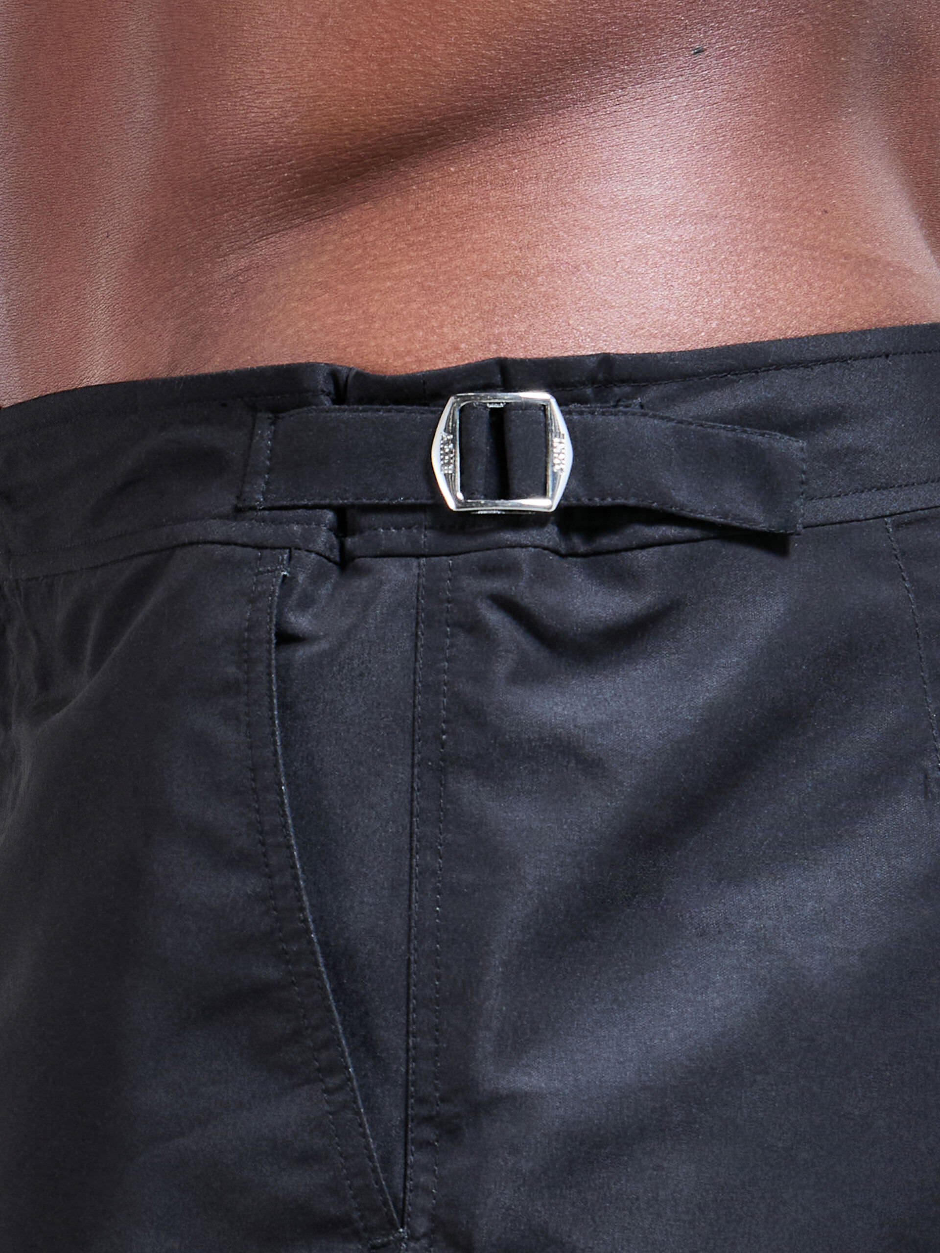 Tailored Side Adjuster Swim Short in Black