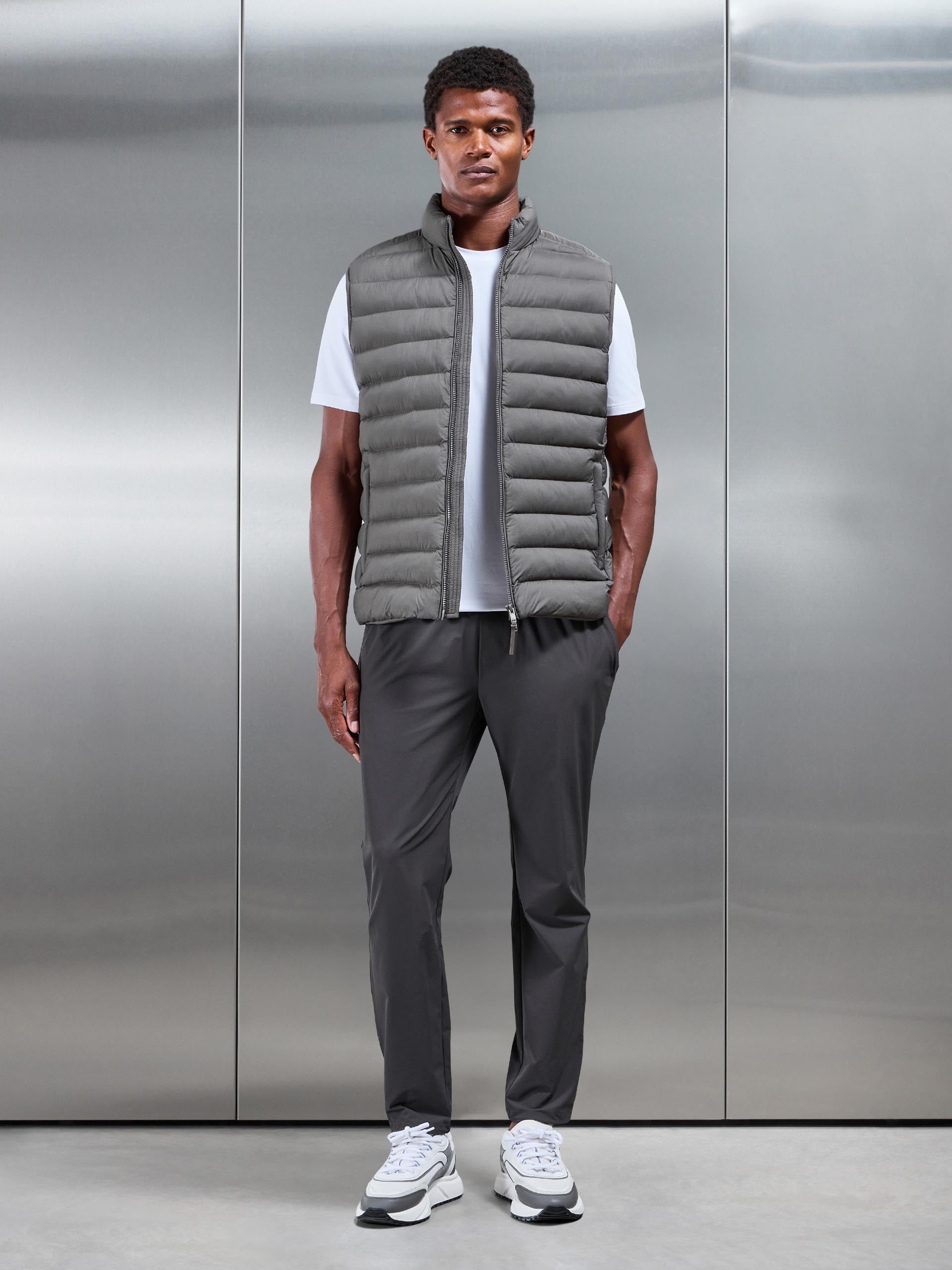 Technical Puffer Gilet in Olive