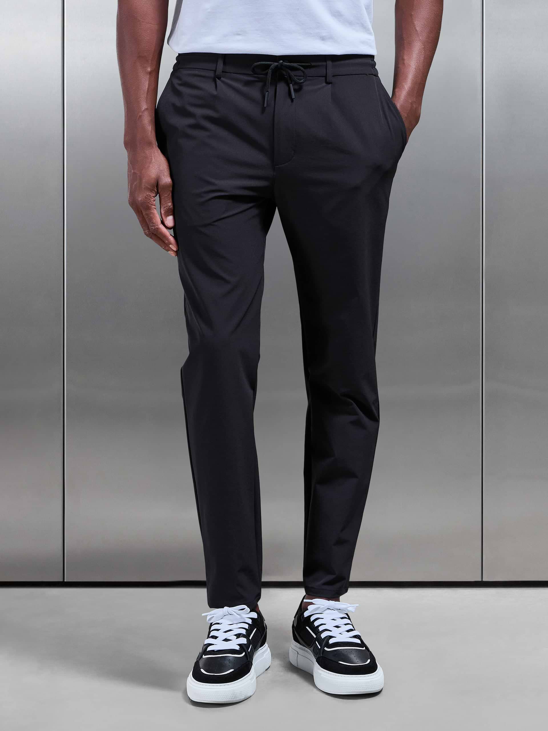Technical Stretch Chino Trouser in Black