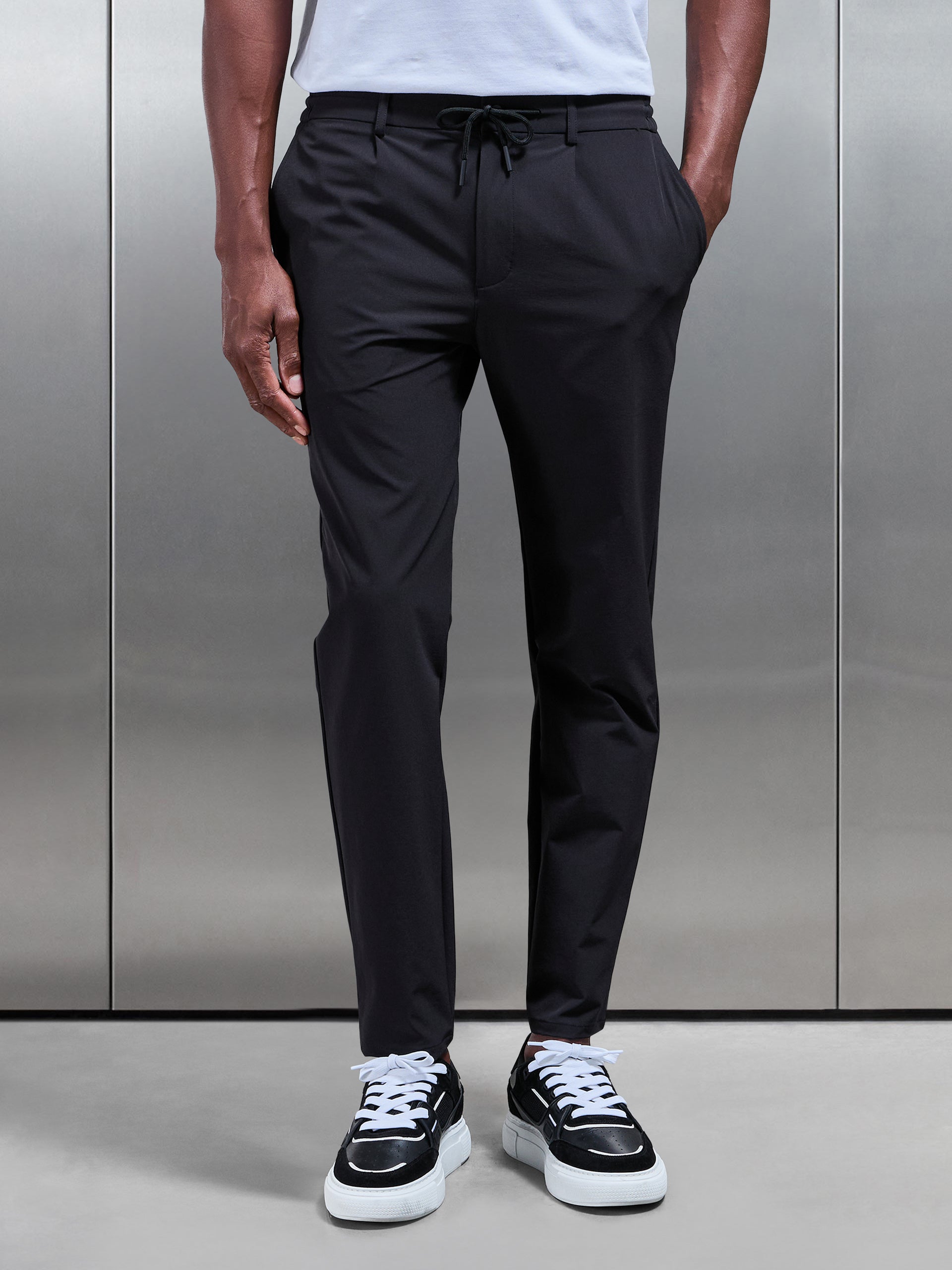 Technical Stretch Chino Trouser in Black