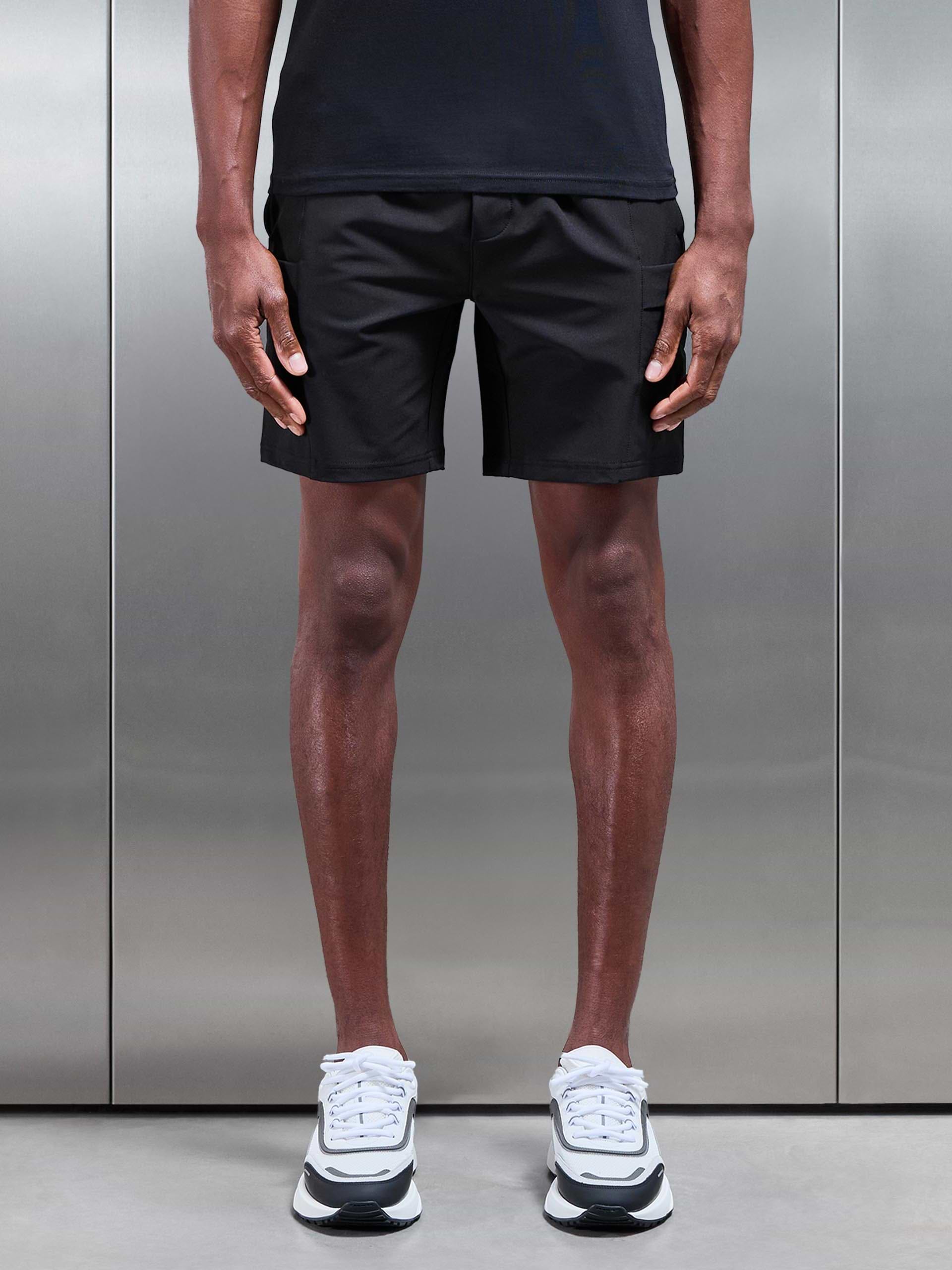 Technical Tailored Cargo Short in Black