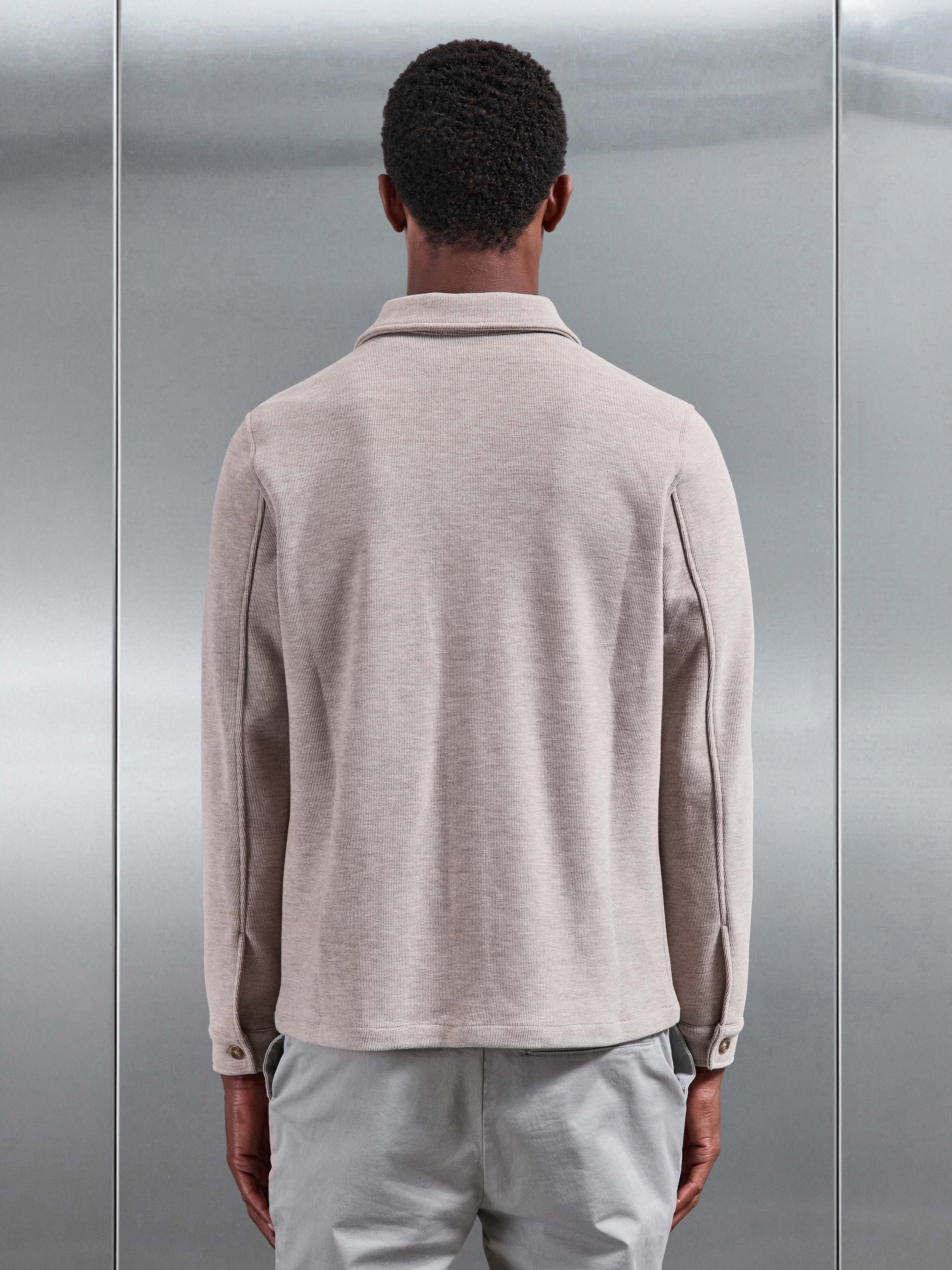 Textured Knitted Overshirt in Taupe