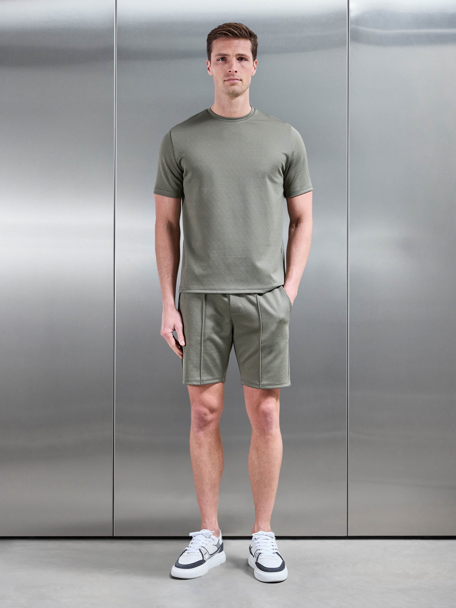 Textured Interlock Short in Sage