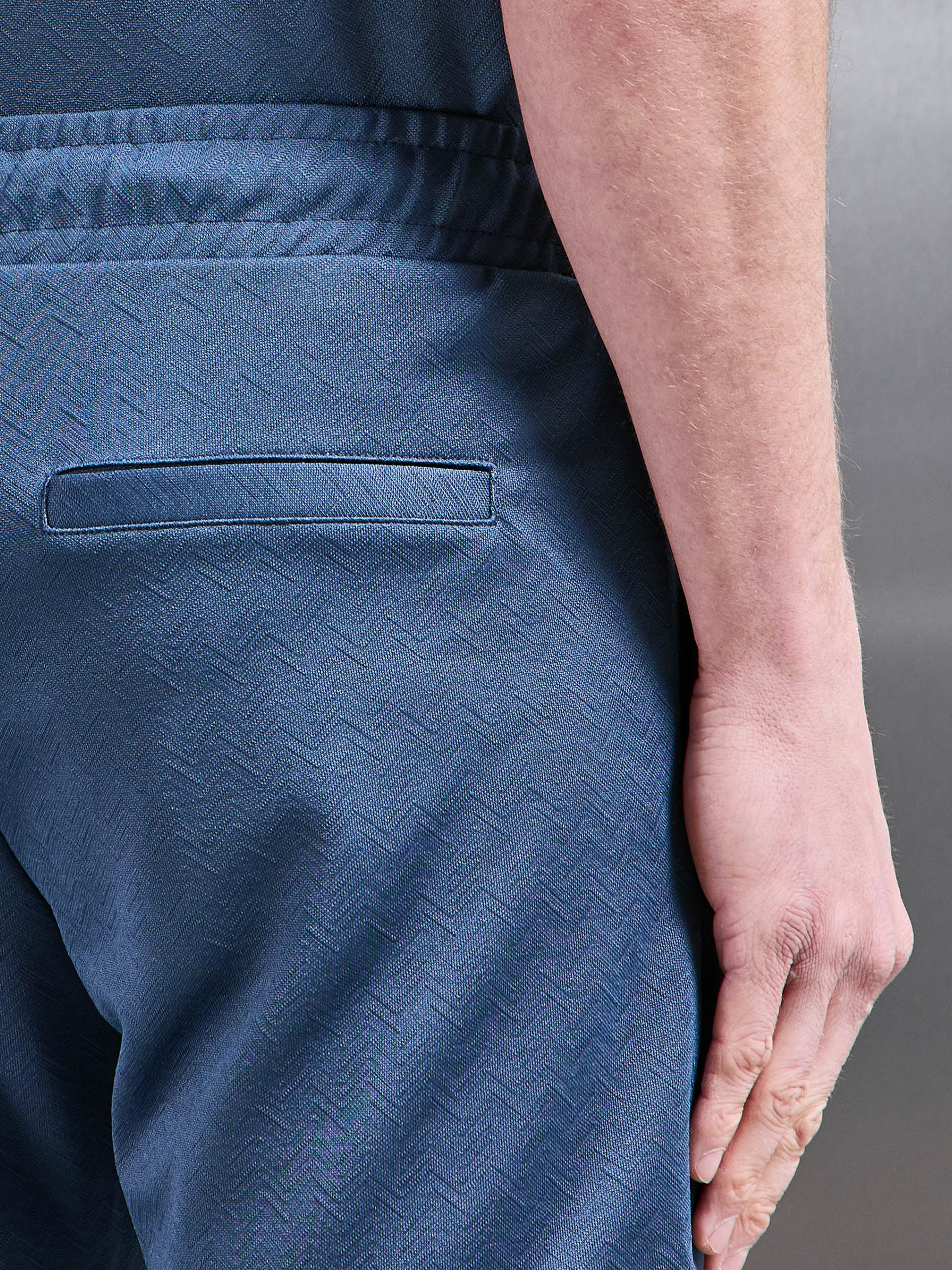 Textured Interlock Short in Steel Blue