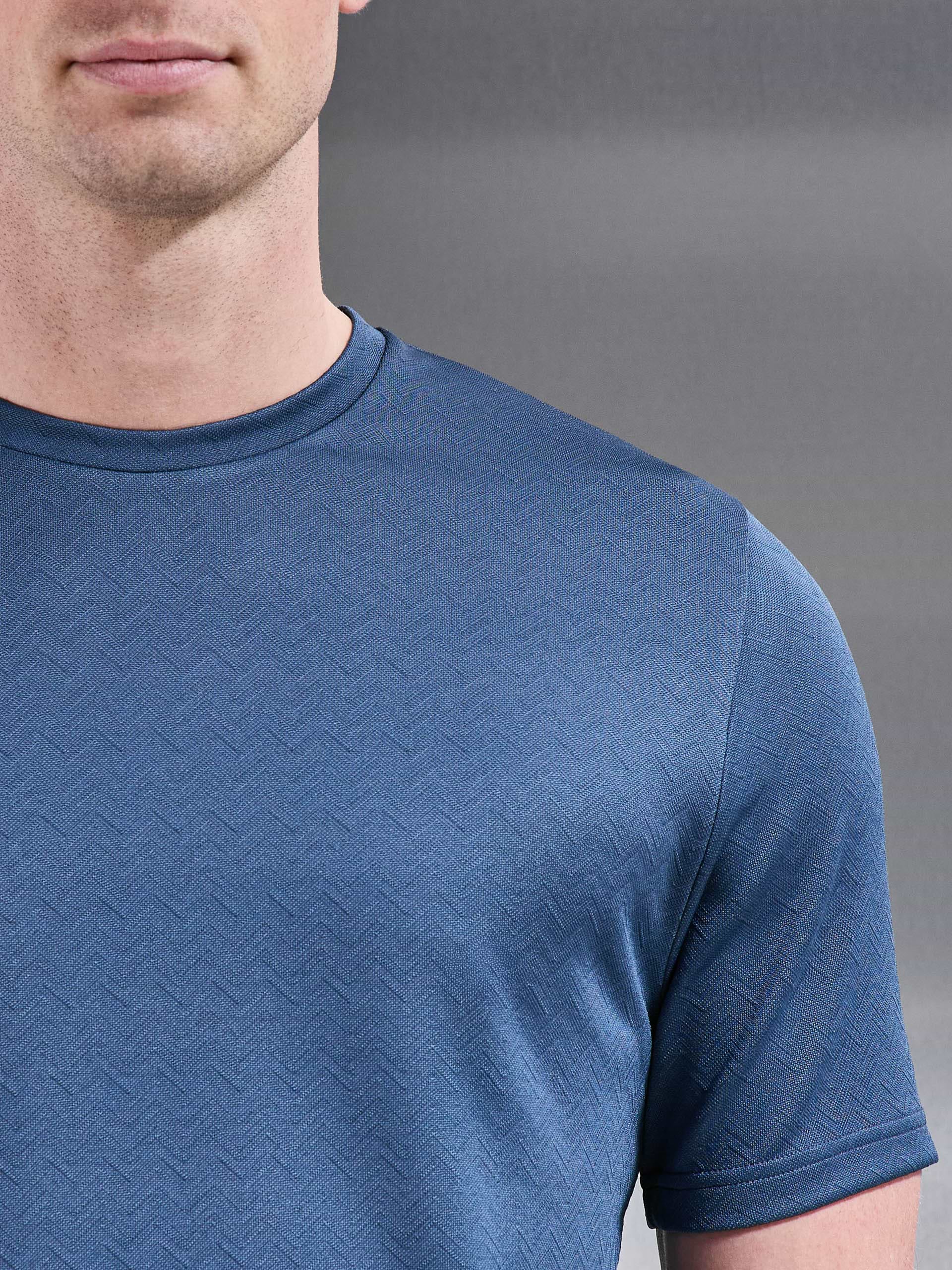 Textured Interlock T-Shirt in Steel Blue
