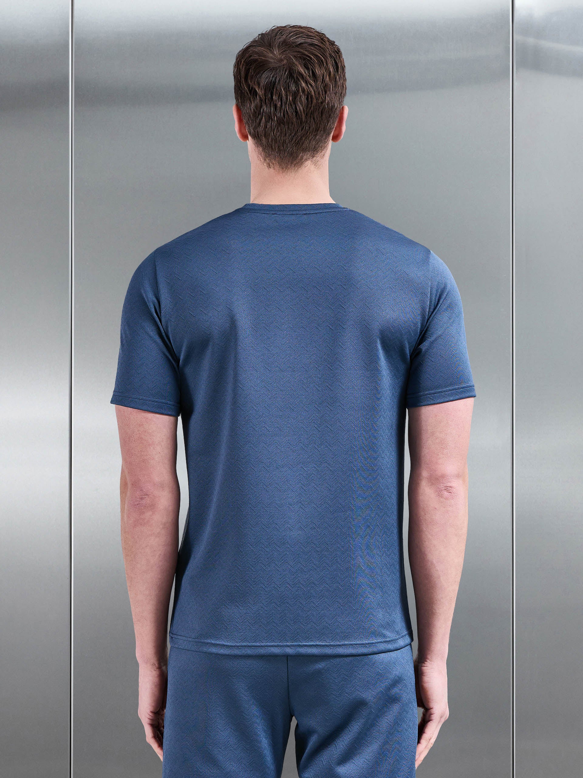 Textured Interlock T-Shirt in Steel Blue