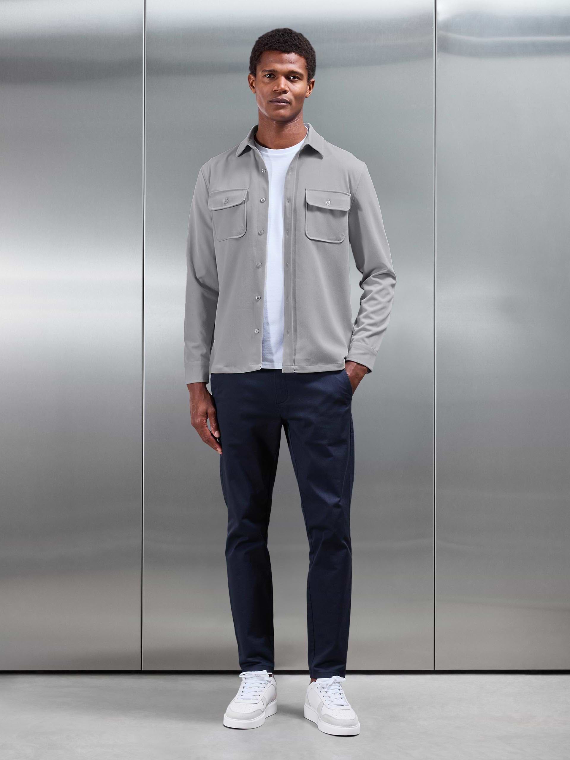 Textured Overshirt in Mid Grey