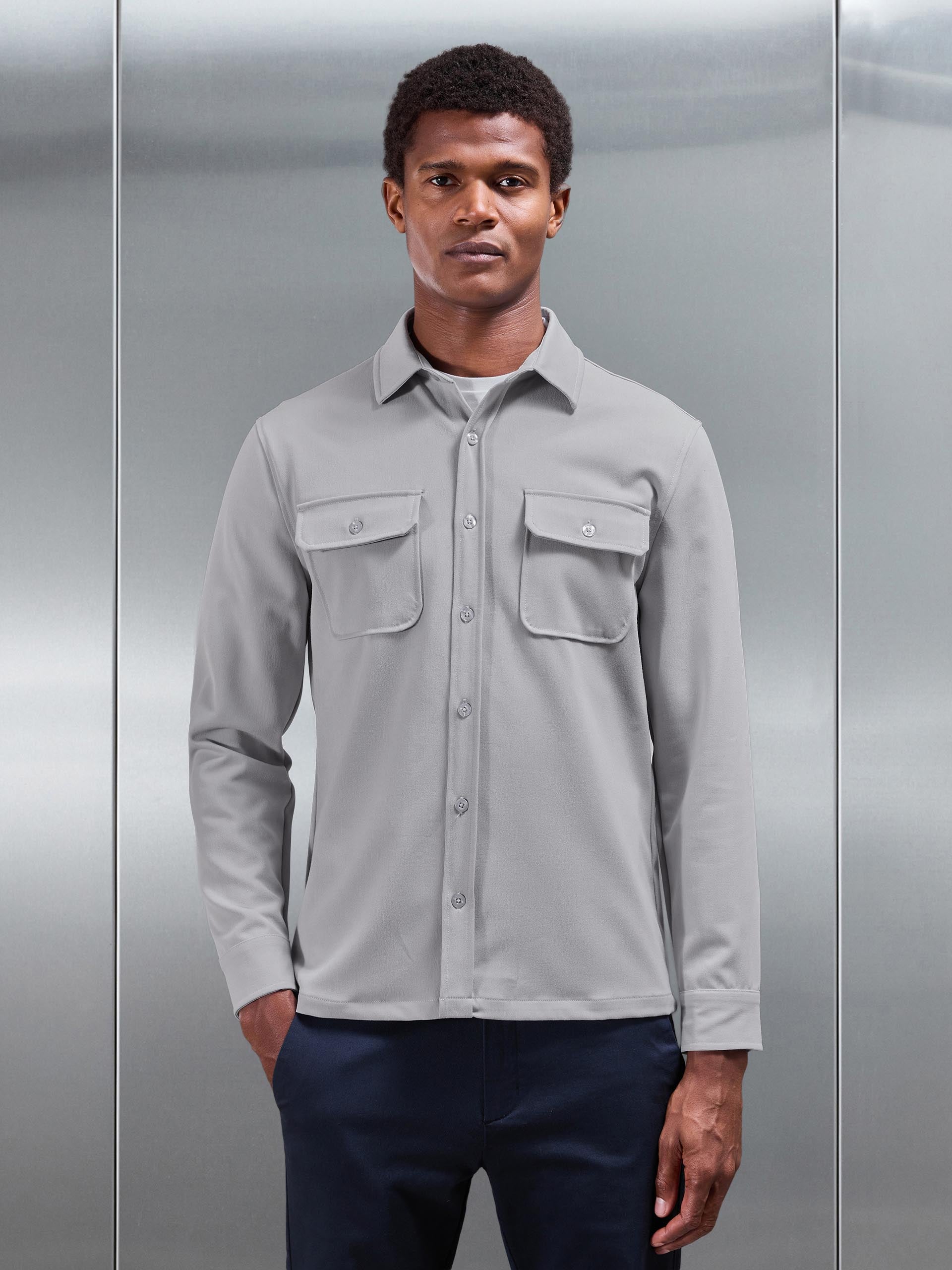 Textured Overshirt in Mid Grey