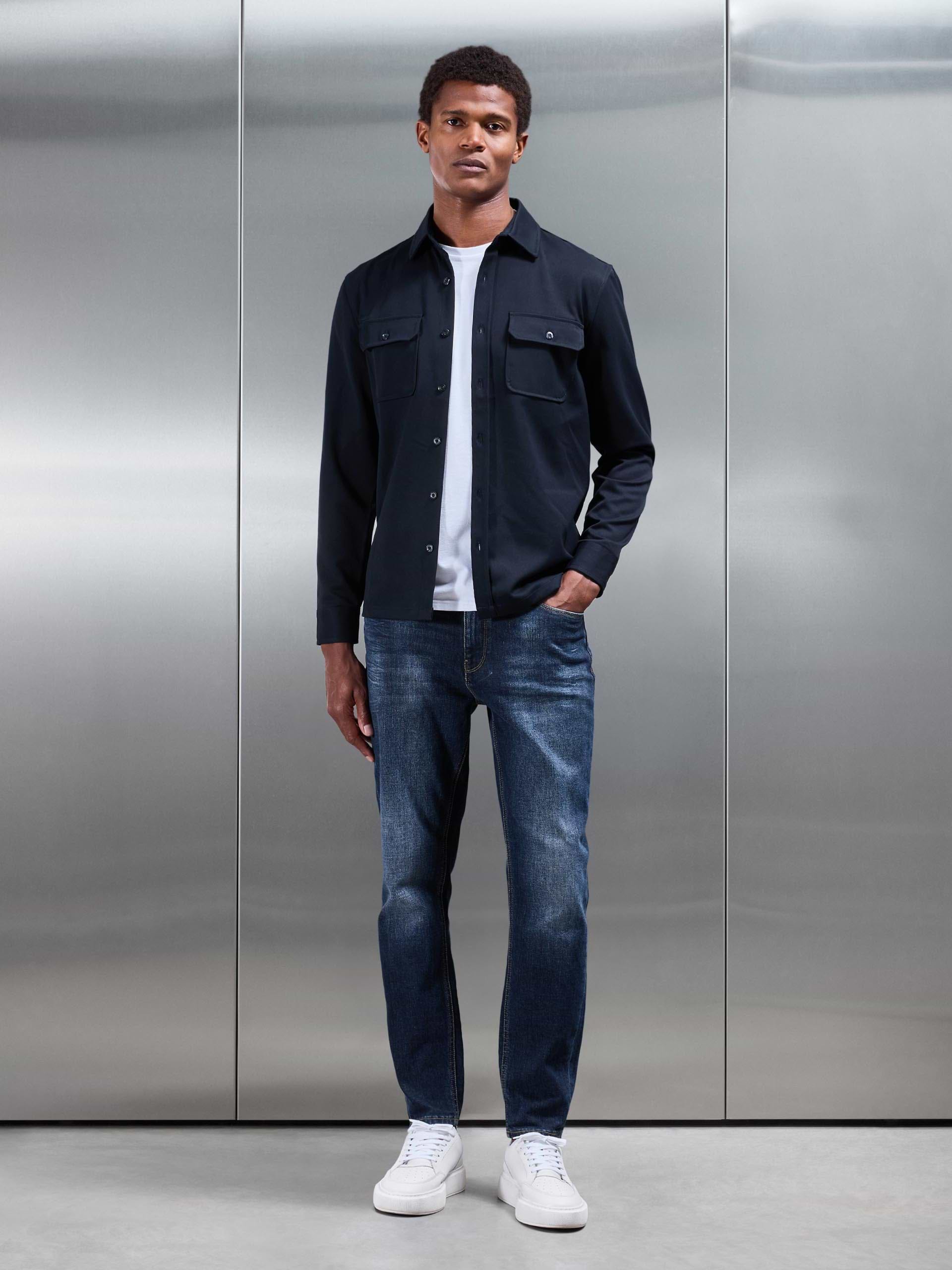 Textured Overshirt in Navy