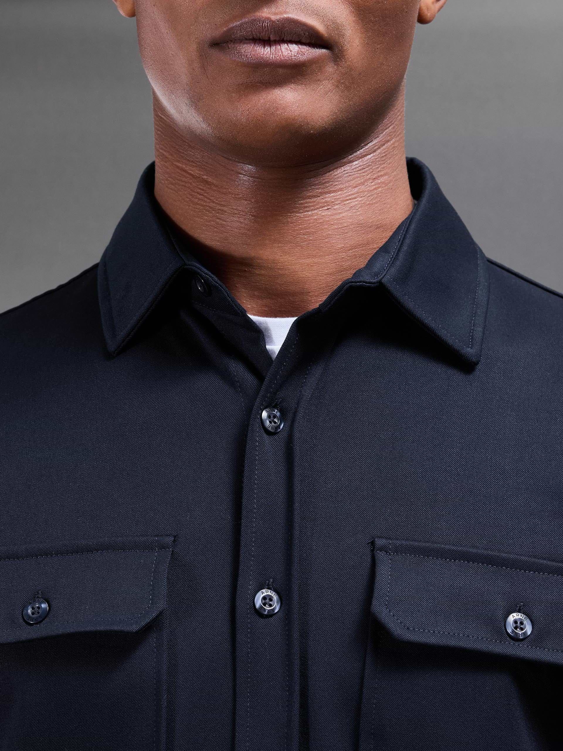 Textured Overshirt in Navy