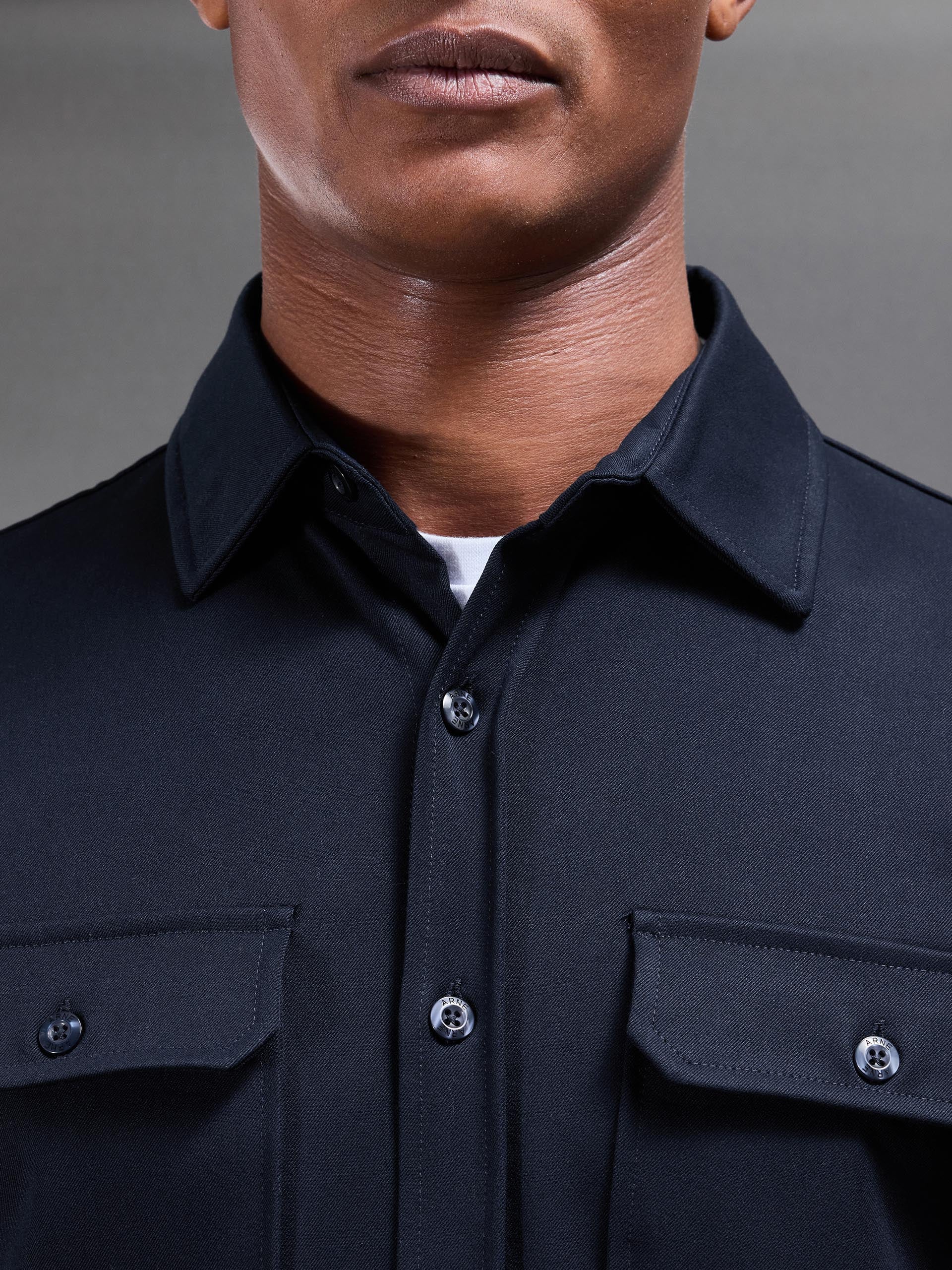 Textured Overshirt in Navy