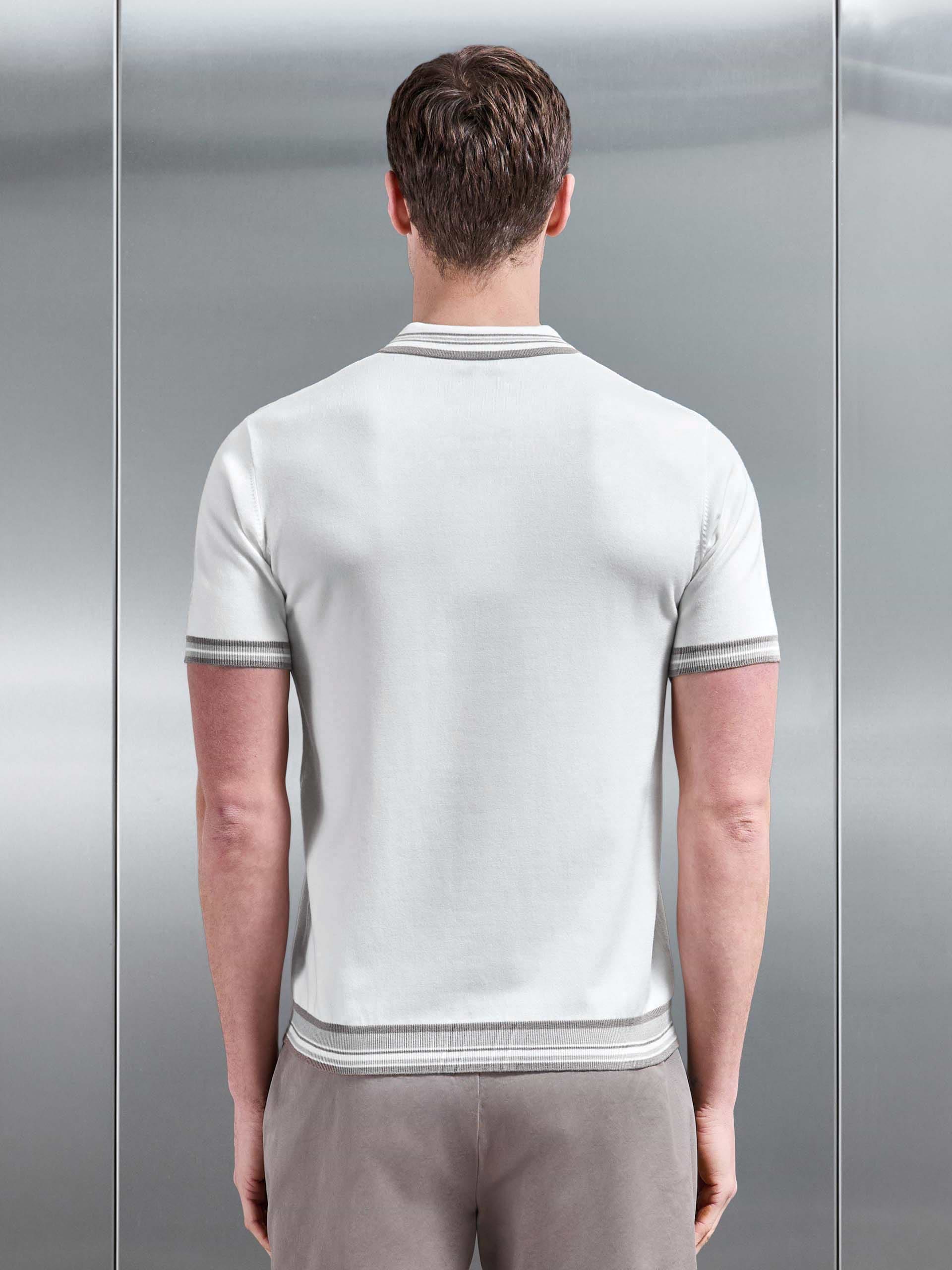Tipped Knitted Polo Shirt in White