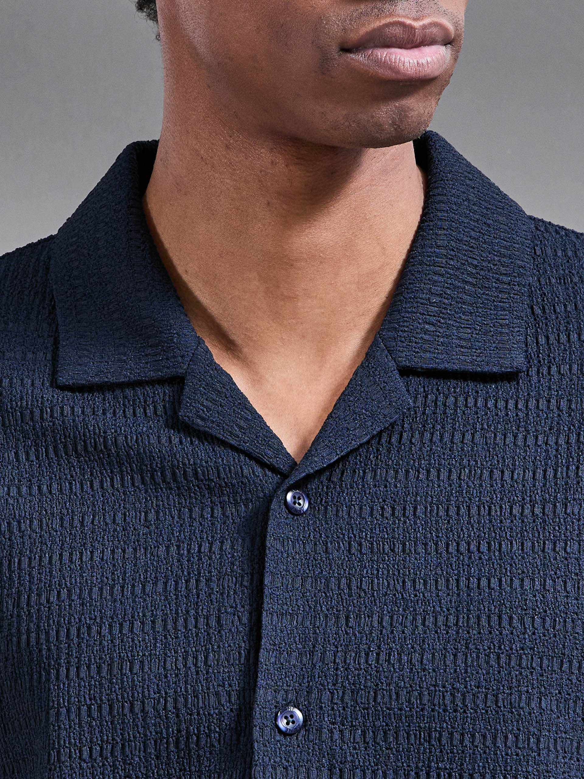 To The Beach Revere Collar Shirt in Navy