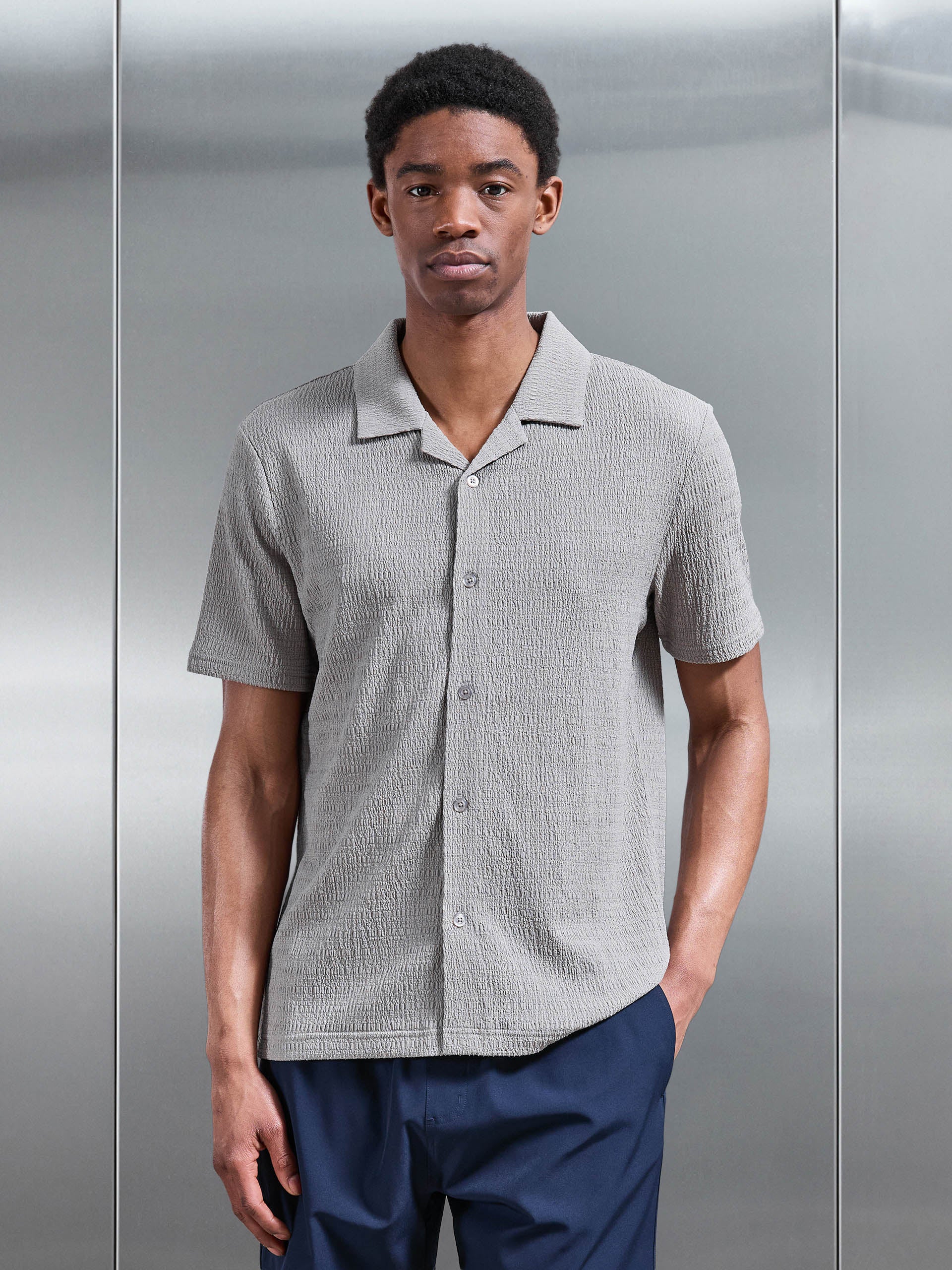 To The Beach Revere Collar Shirt in Stone