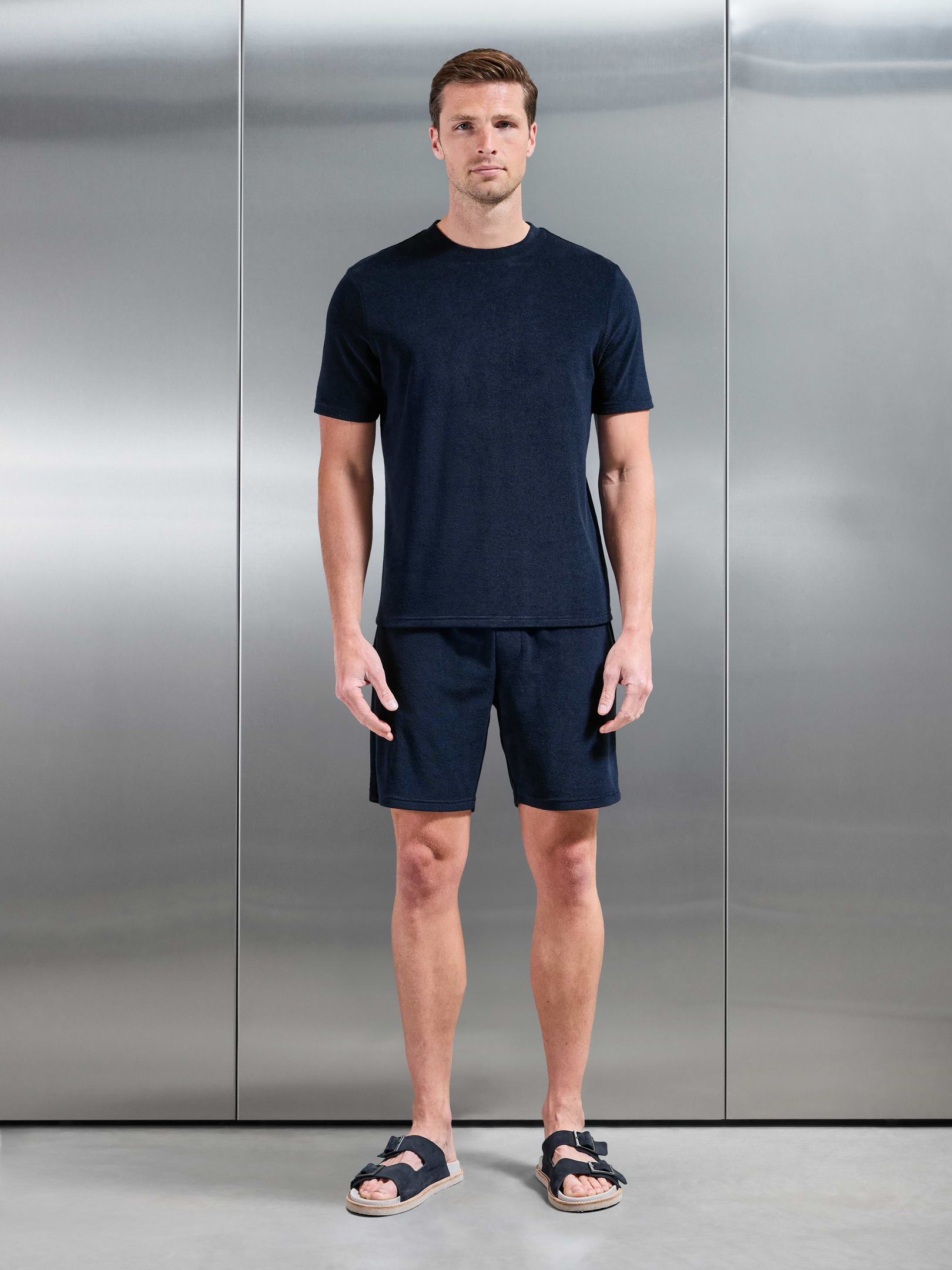 Towelling T-Shirt in Navy