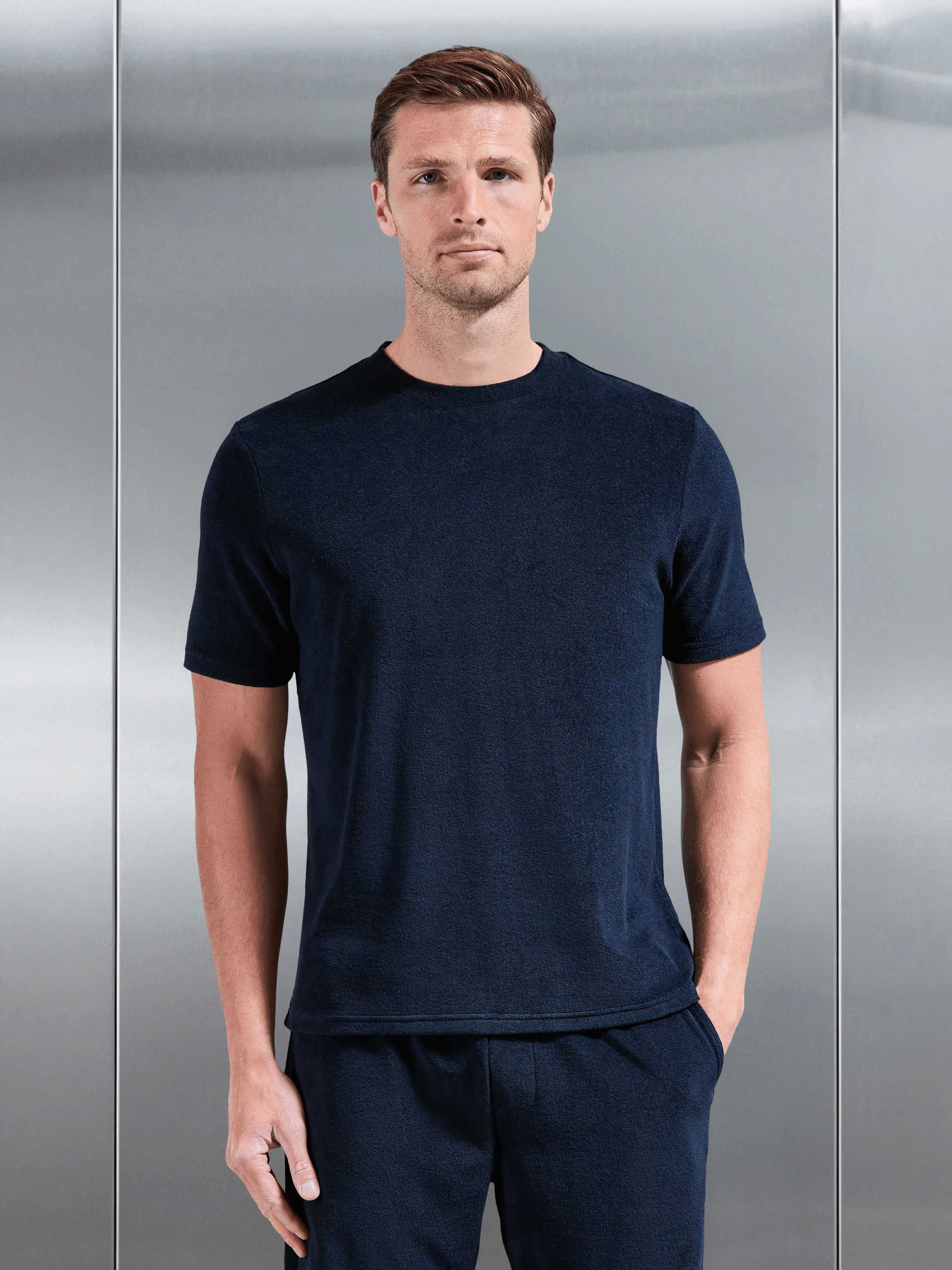 Towelling T-Shirt in Navy