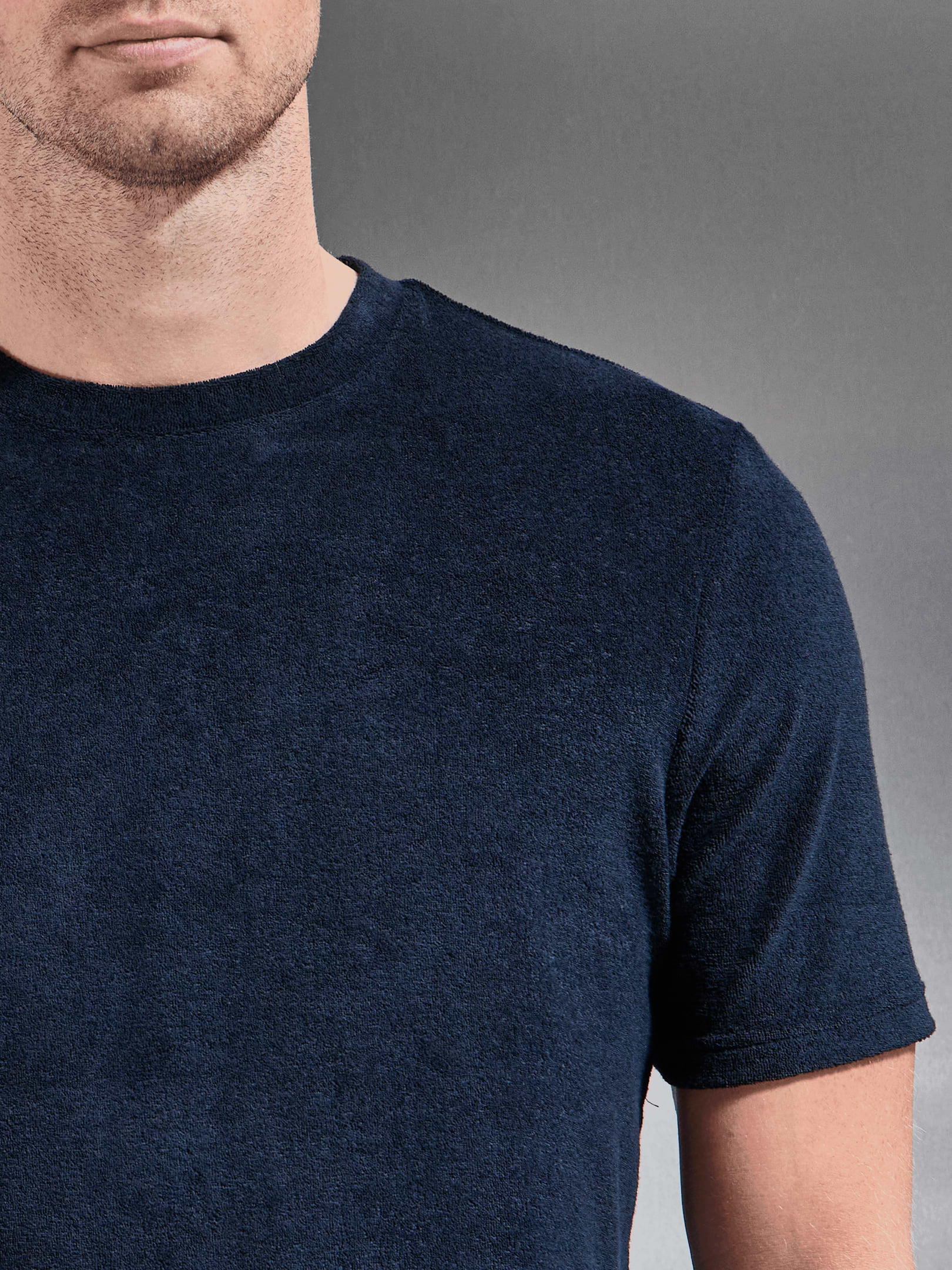 Towelling T-Shirt in Navy