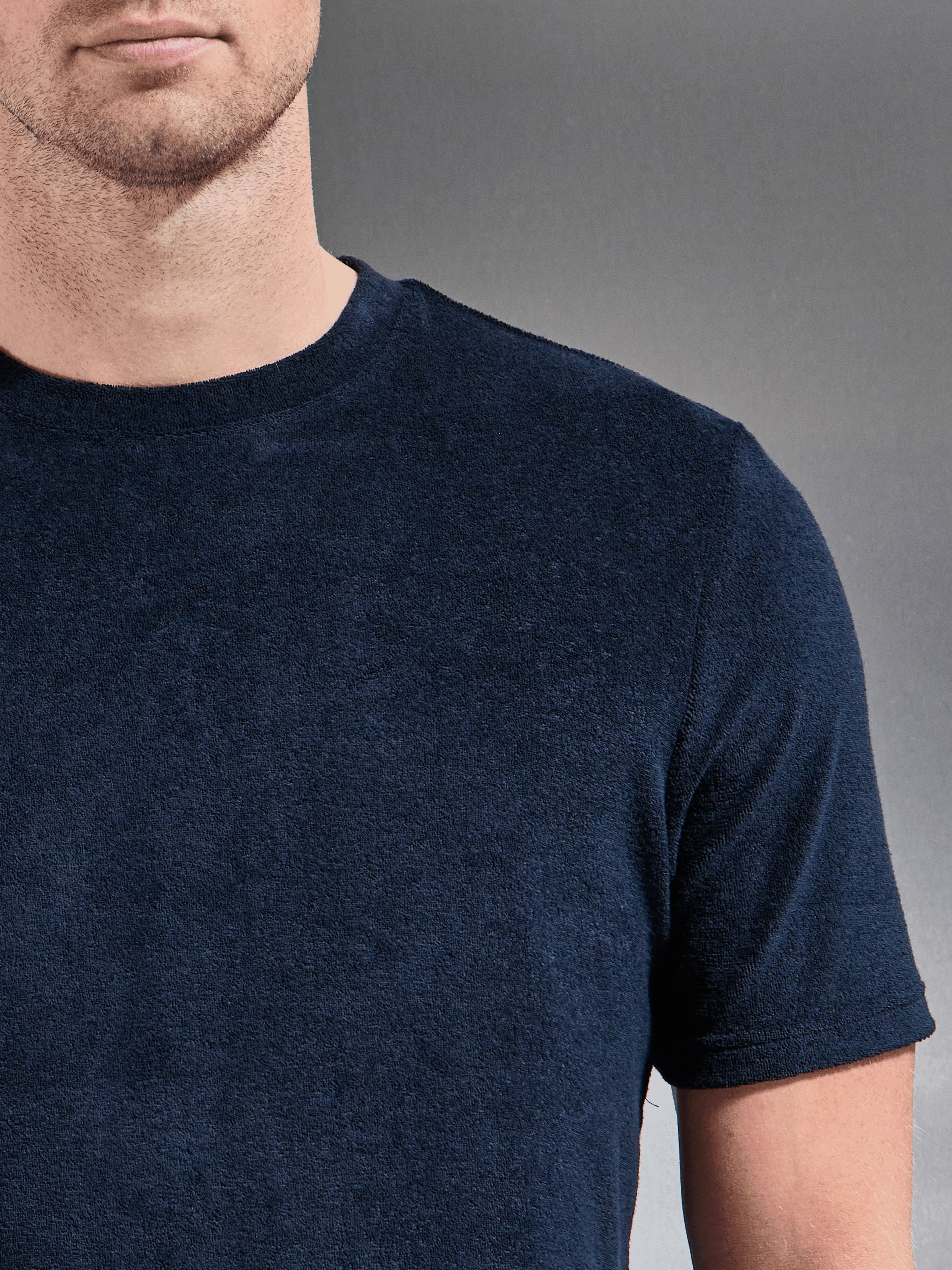Towelling T-Shirt in Navy