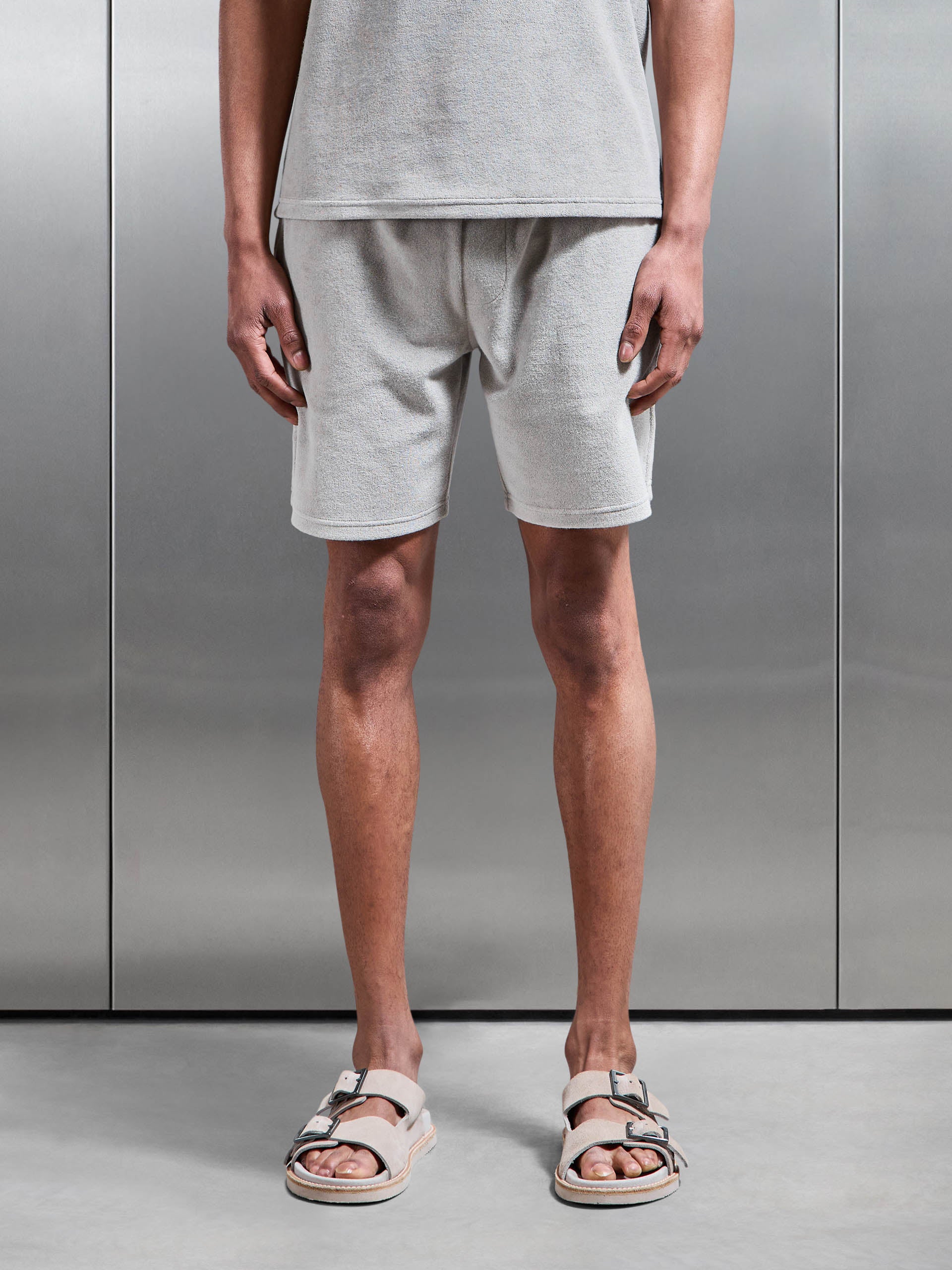 Towelling Short in Stone
