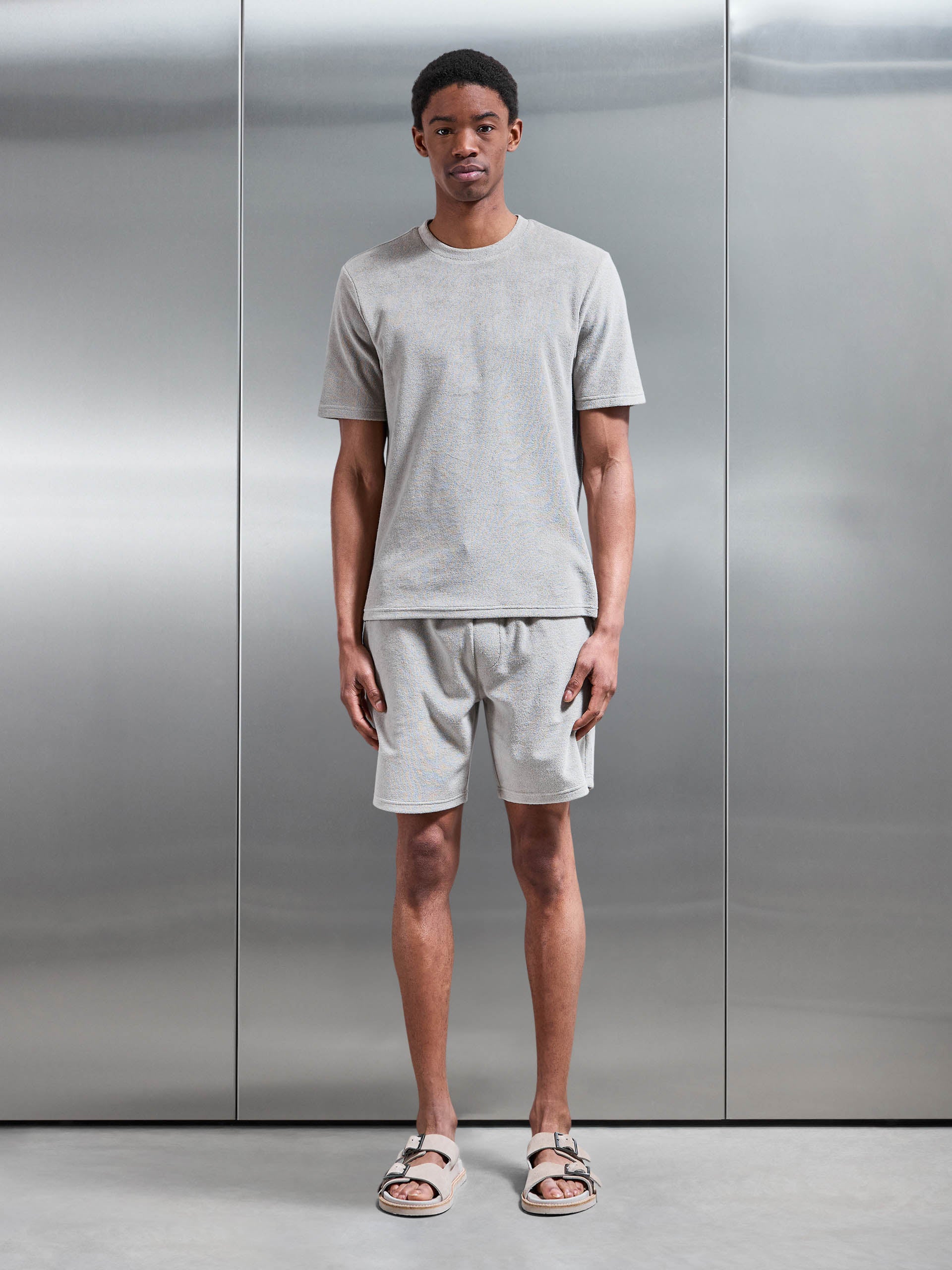 Towelling Short in Stone