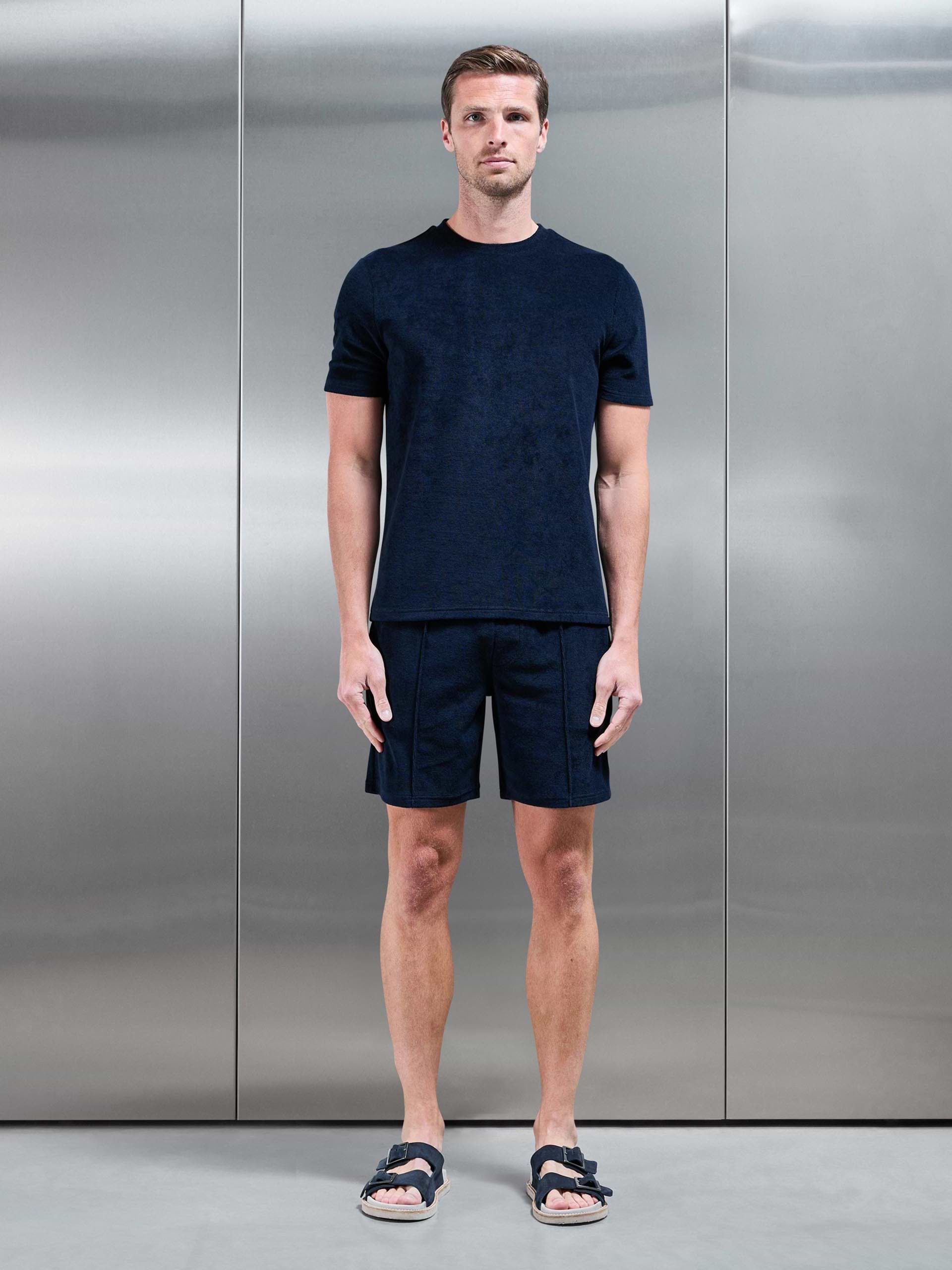 Towelling T-Shirt in Navy