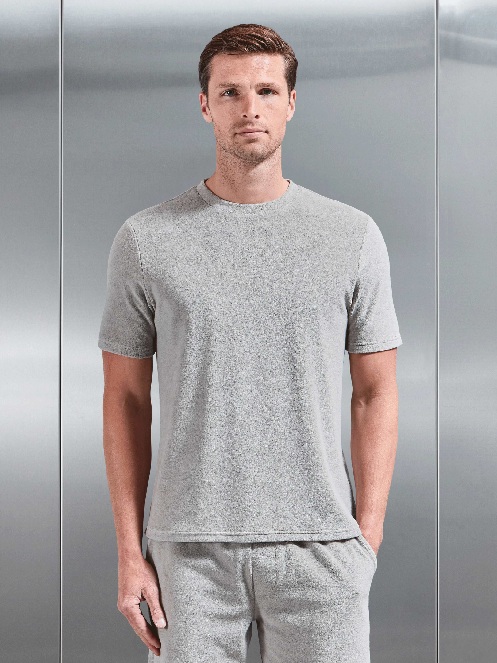 Towelling T-Shirt in Stone