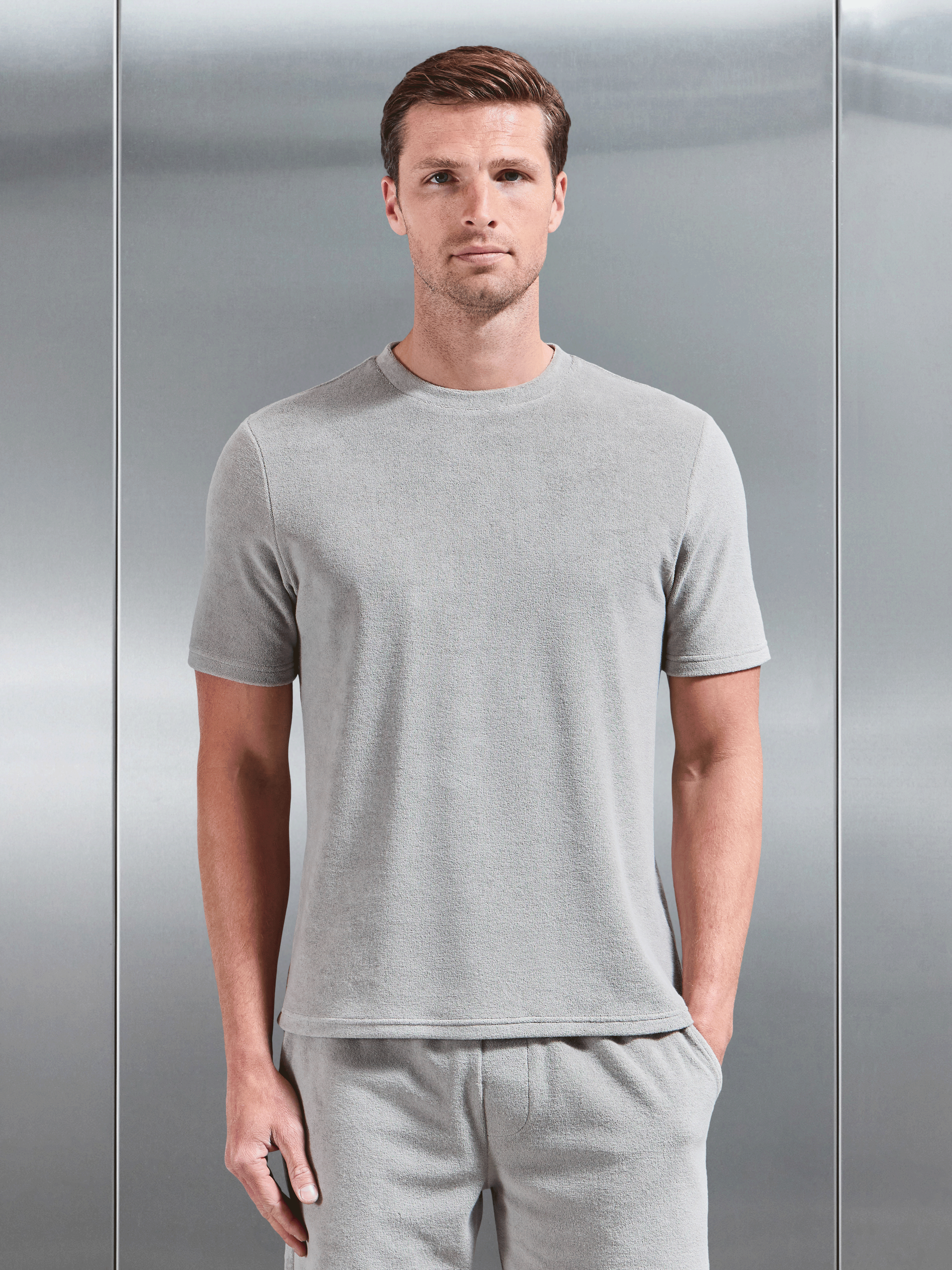 Towelling T-Shirt in Stone