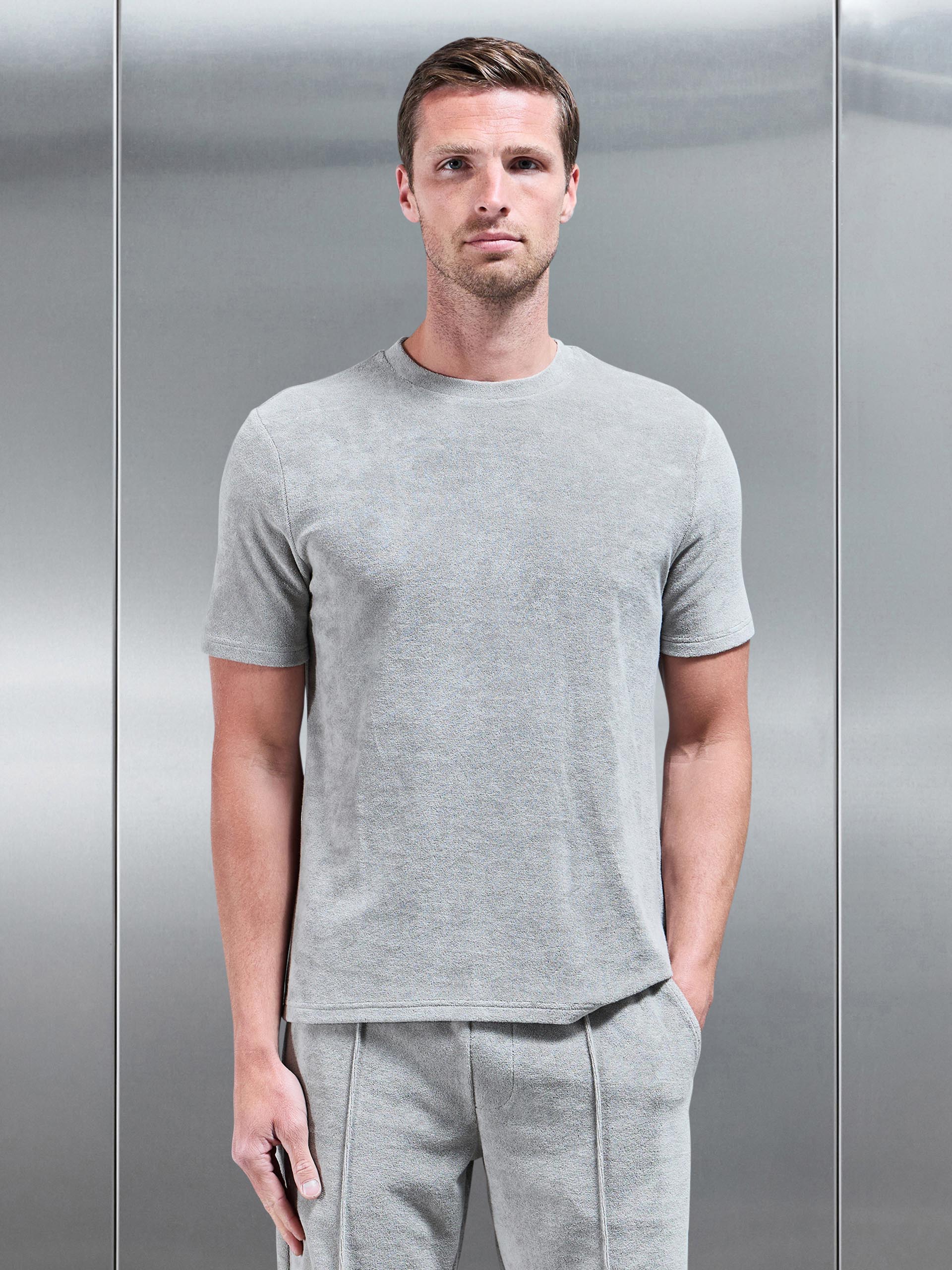 Towelling T-Shirt in Stone