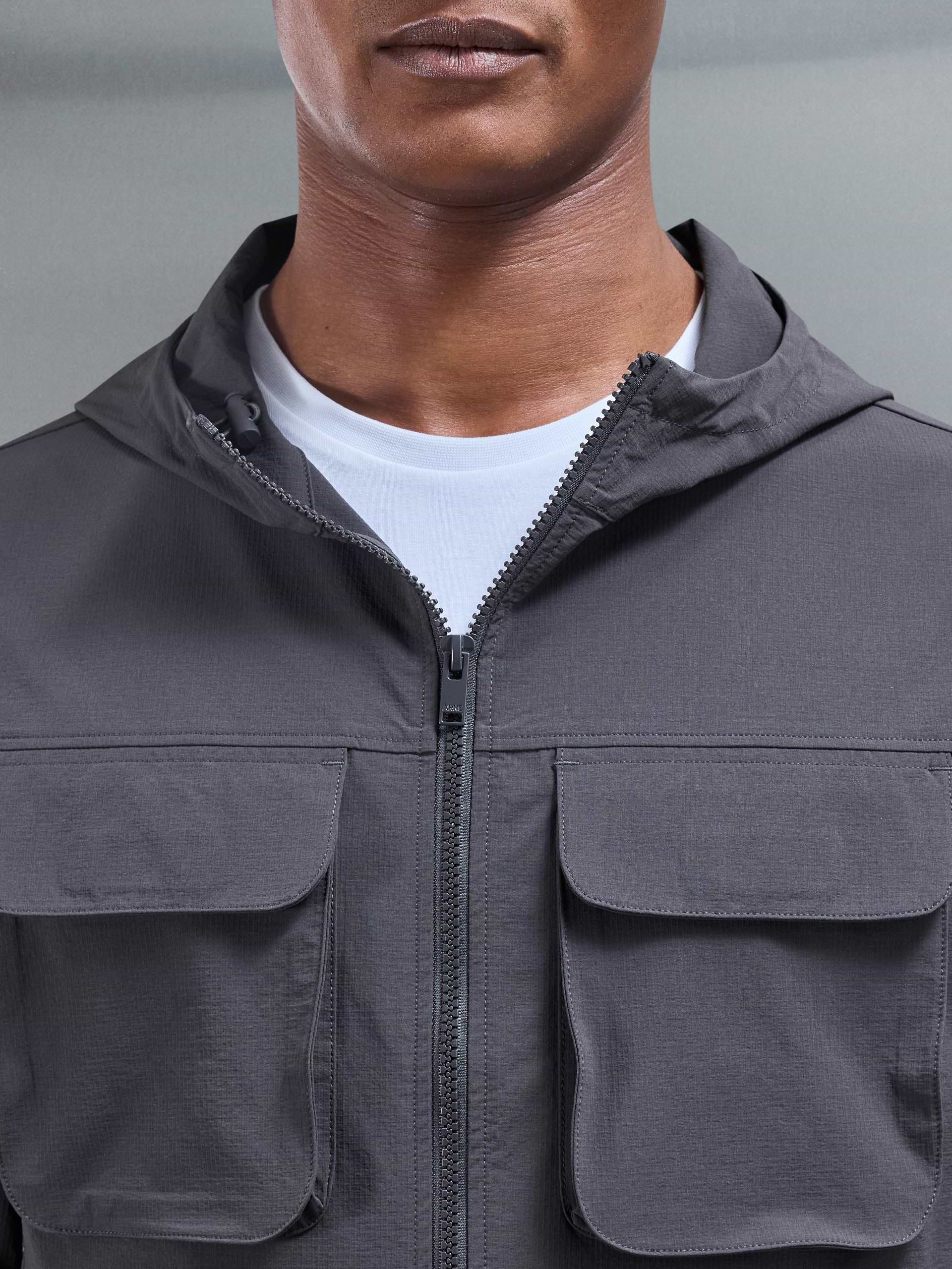 Utility Cargo Windbreaker in Grey