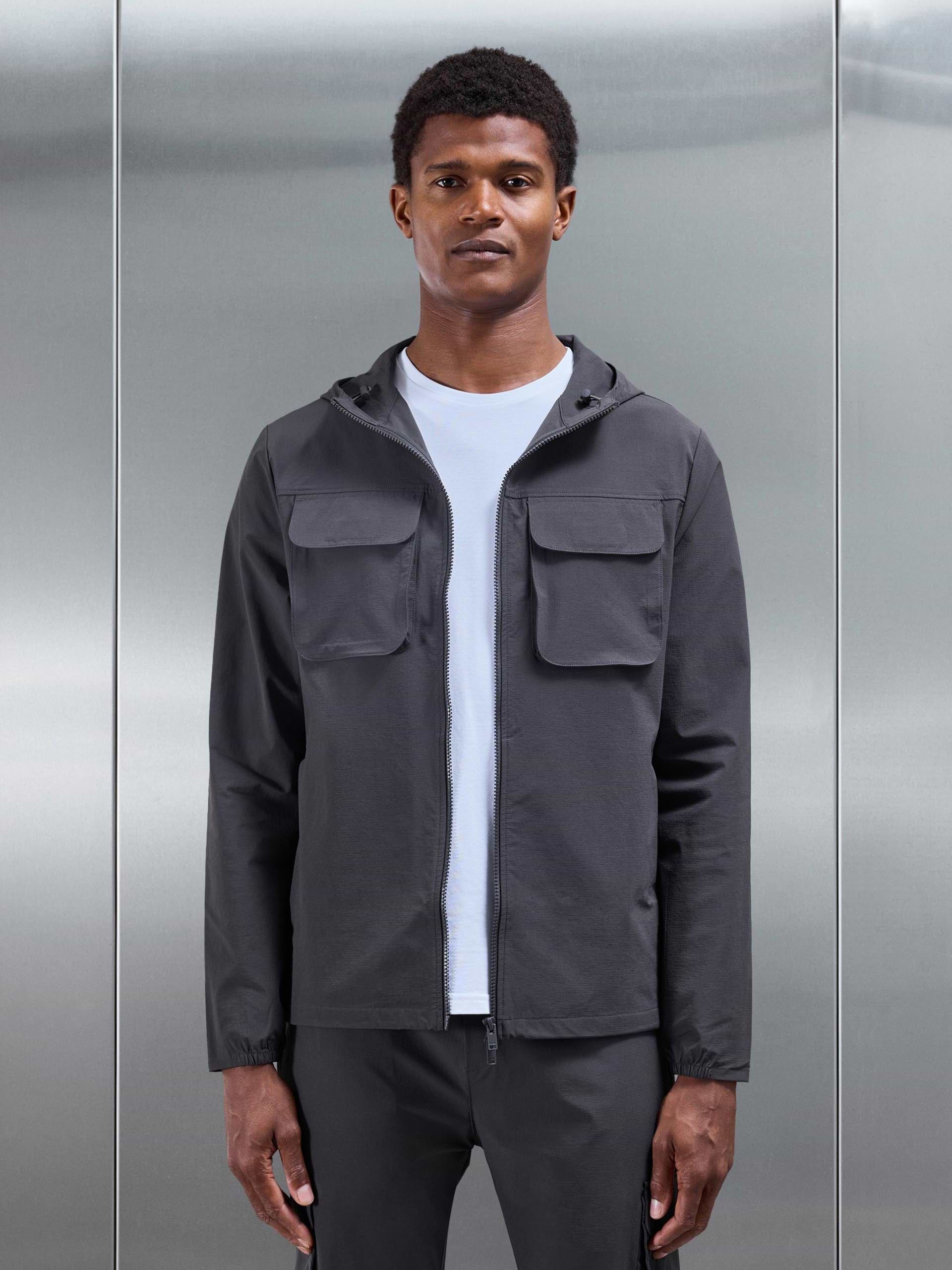 Utility Cargo Windbreaker in Grey