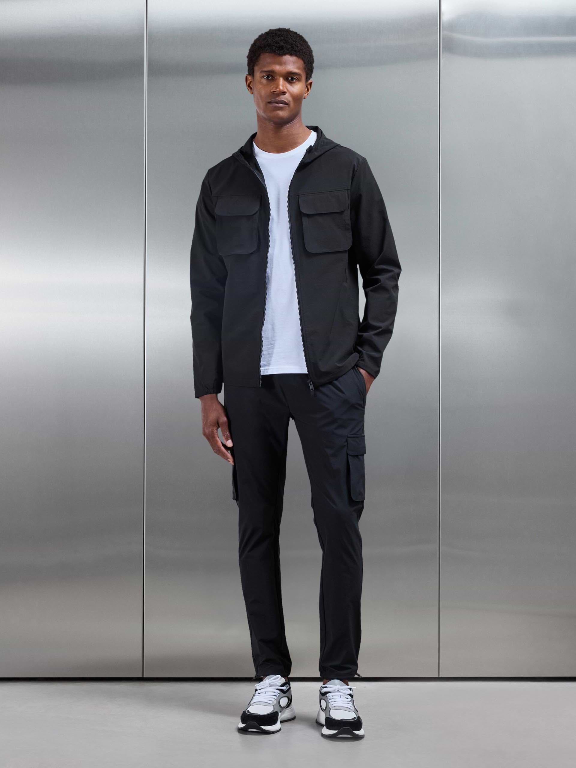 Utility Cargo Windbreaker in Black