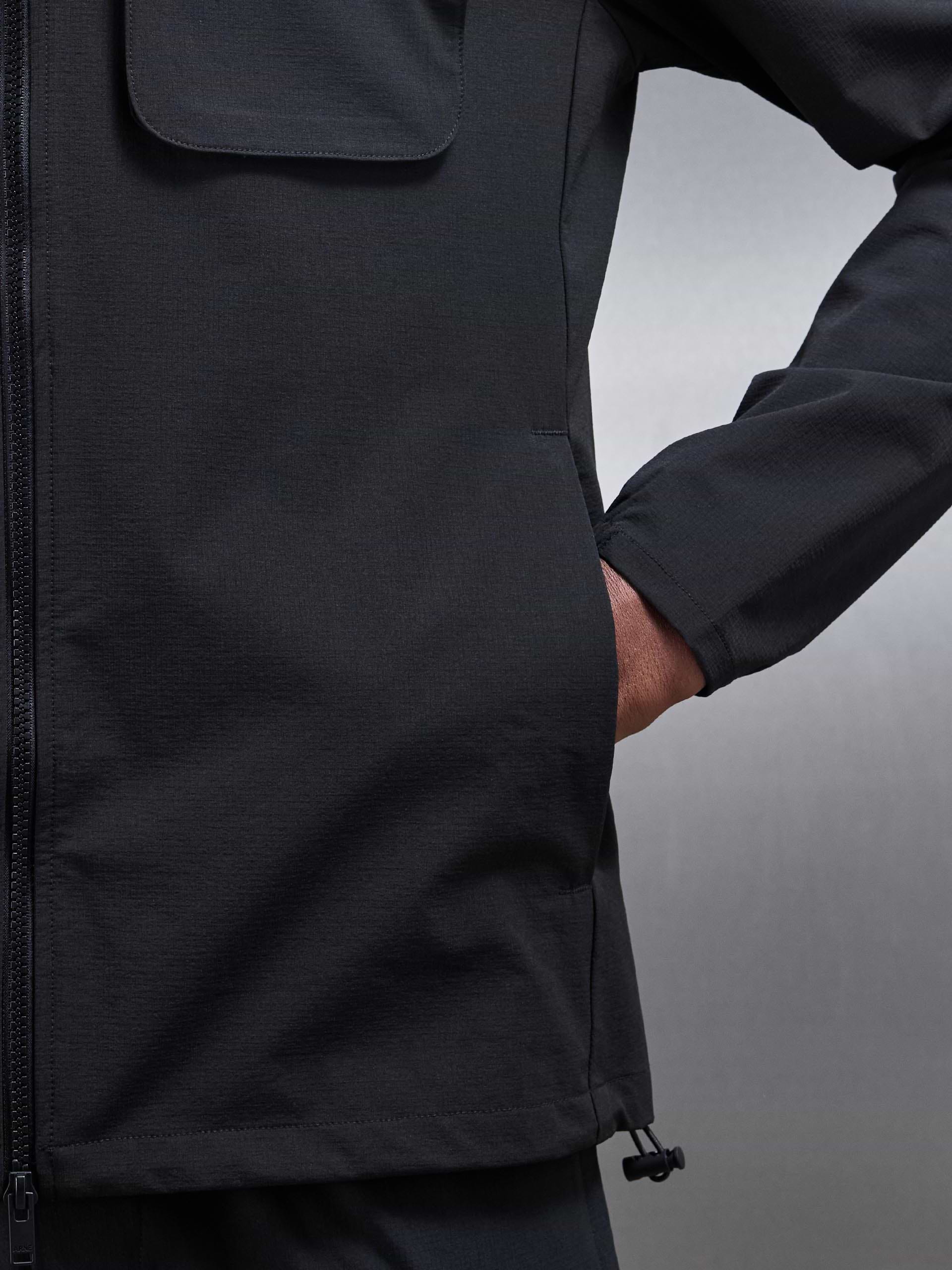 Utility Cargo Windbreaker in Black