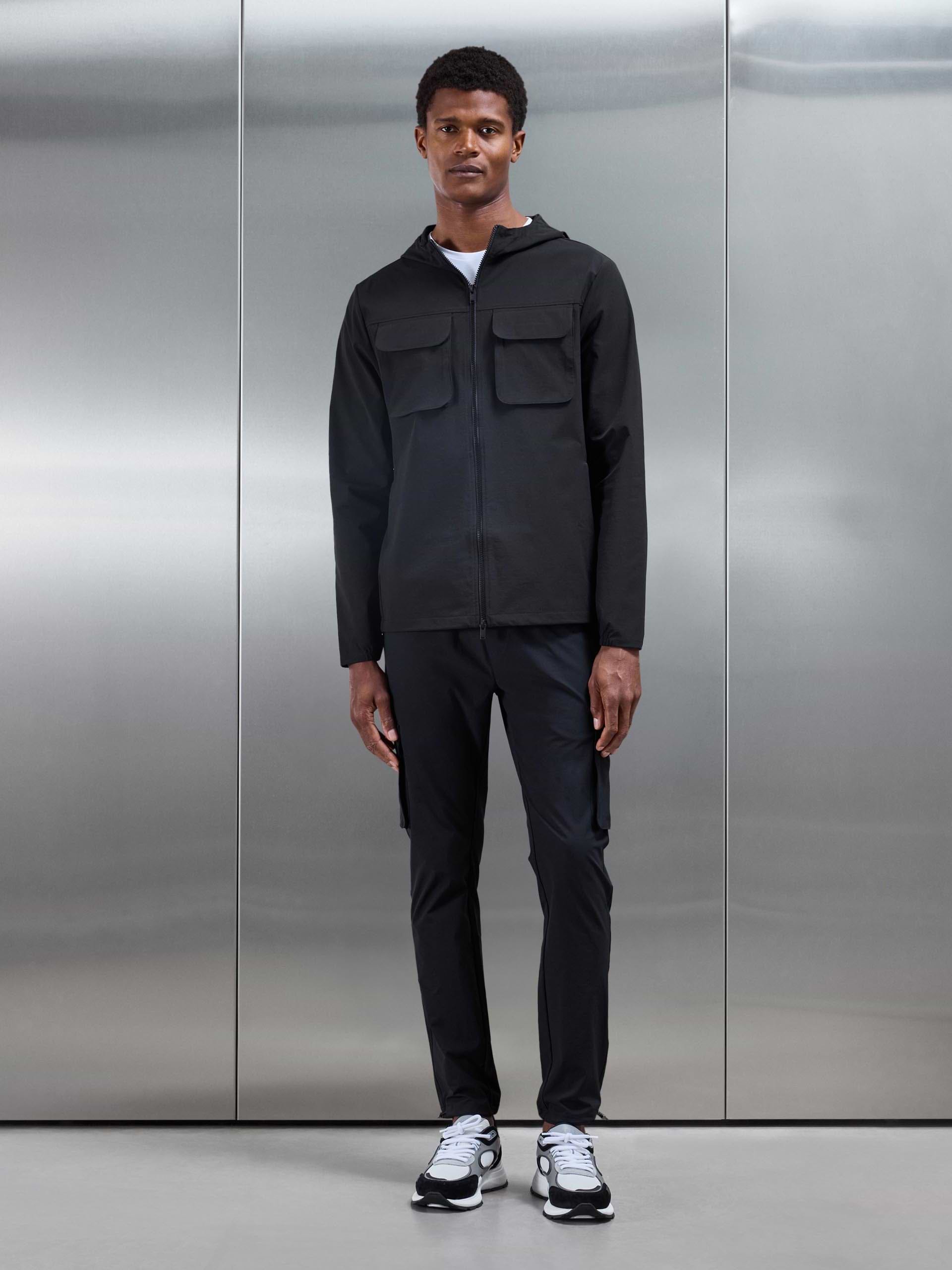 Utility Cargo Windbreaker in Black