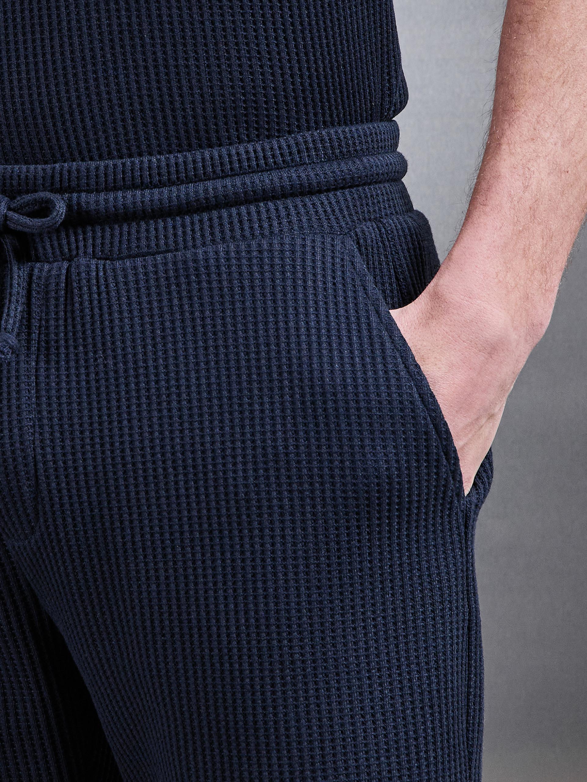 Waffle Relaxed Short in Navy