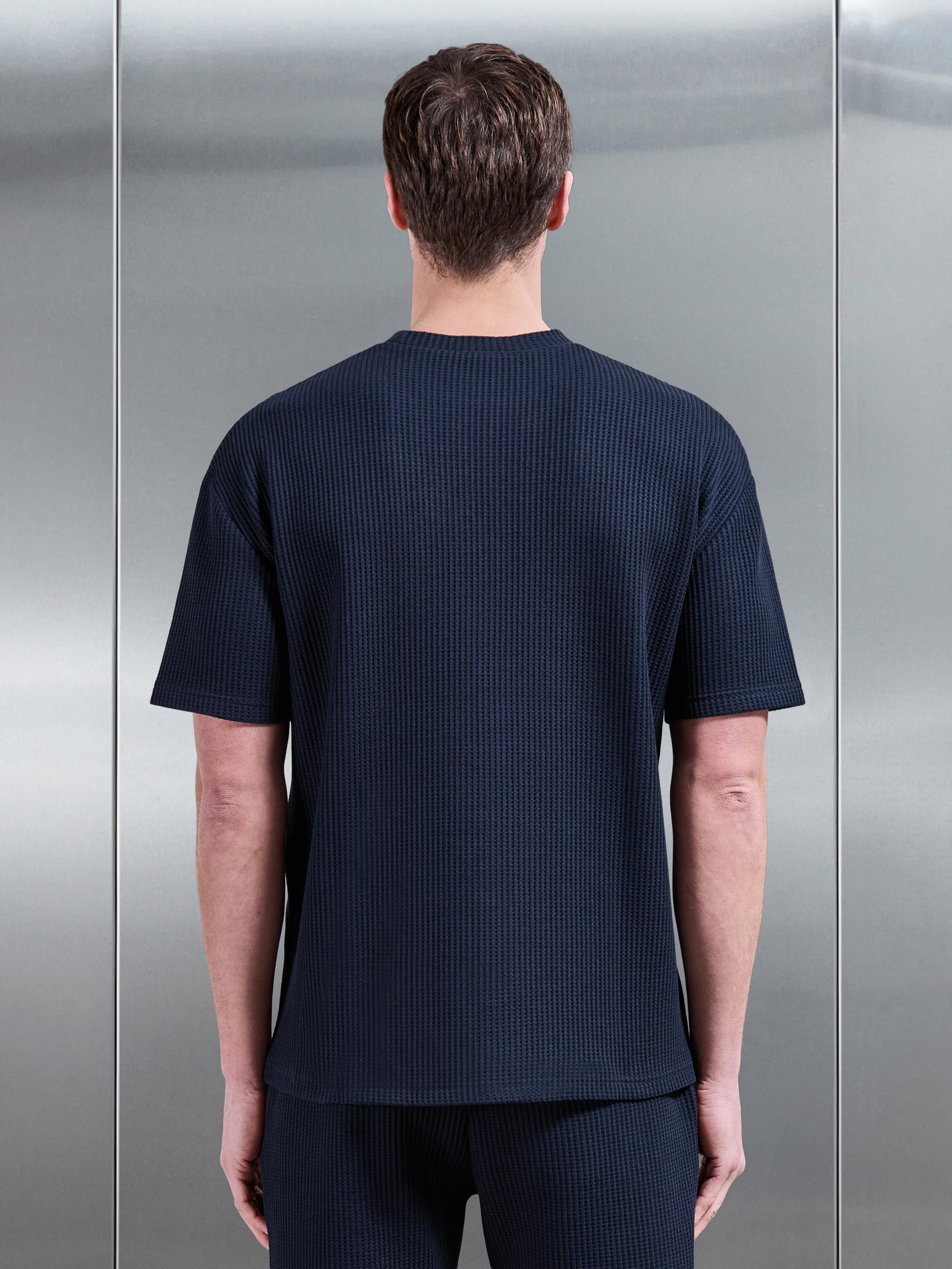 Waffle Relaxed T-Shirt in Navy