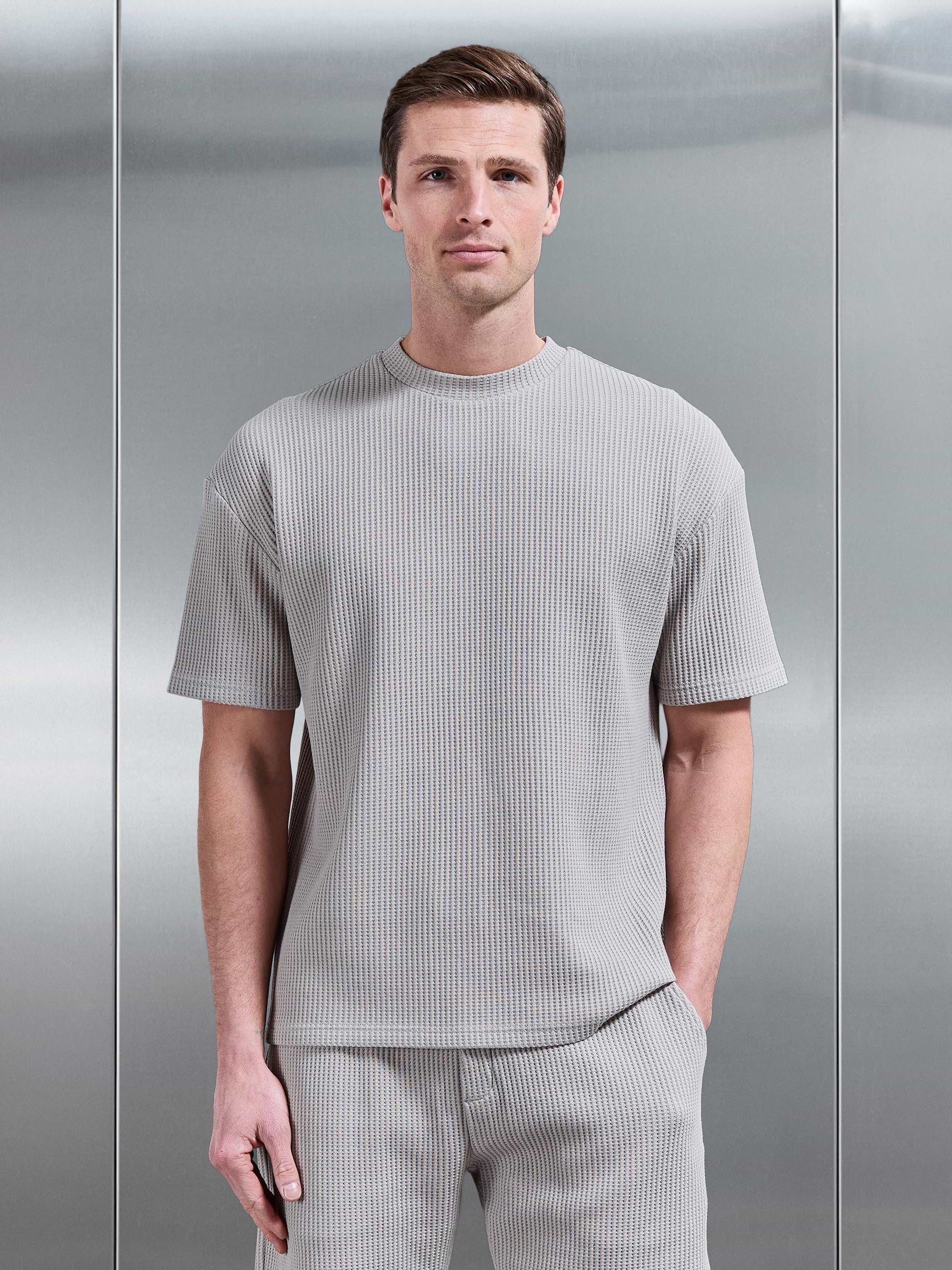 Waffle Relaxed T-Shirt in Stone